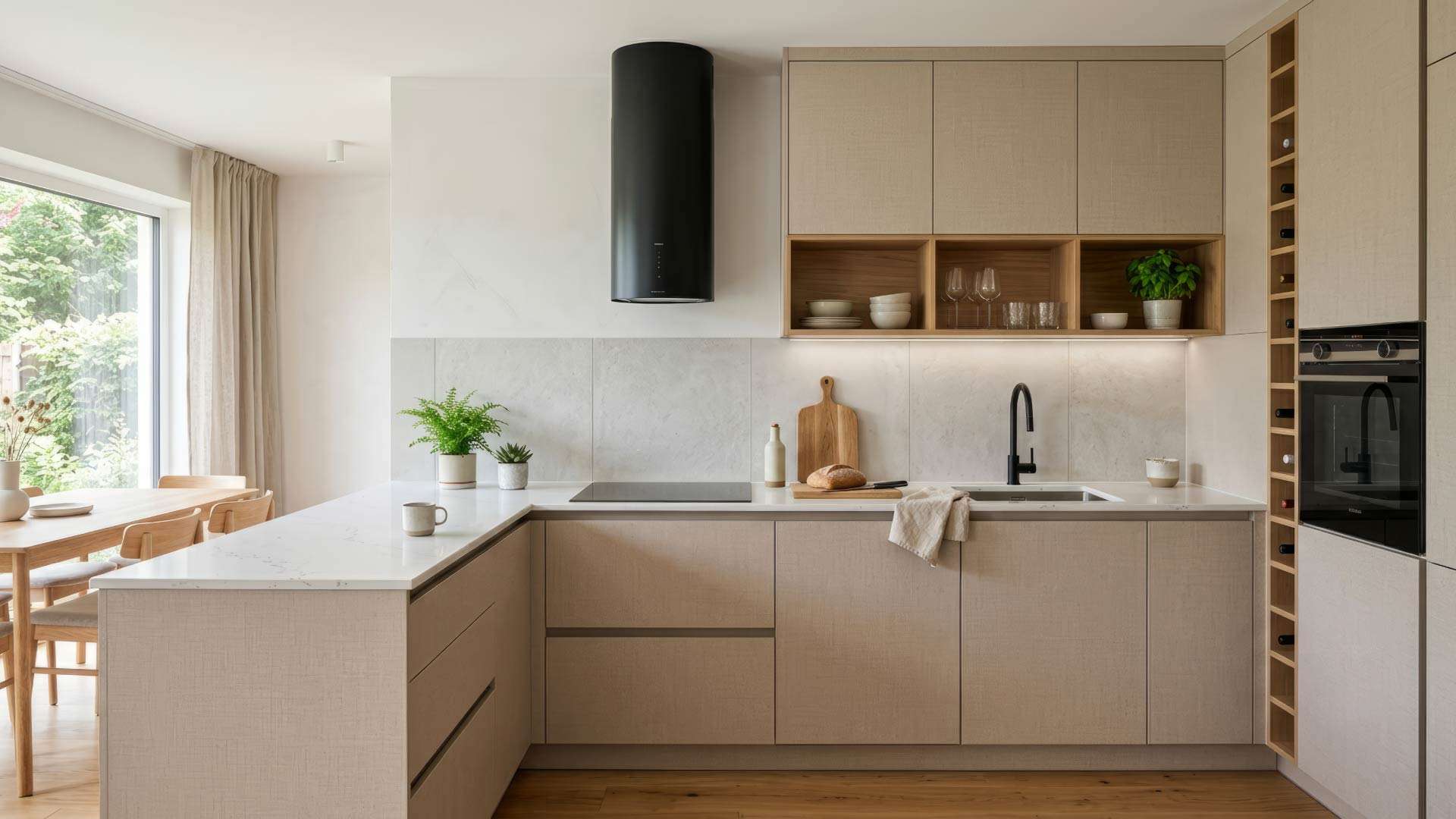mẫu tủ bếp melamine màu vân vải