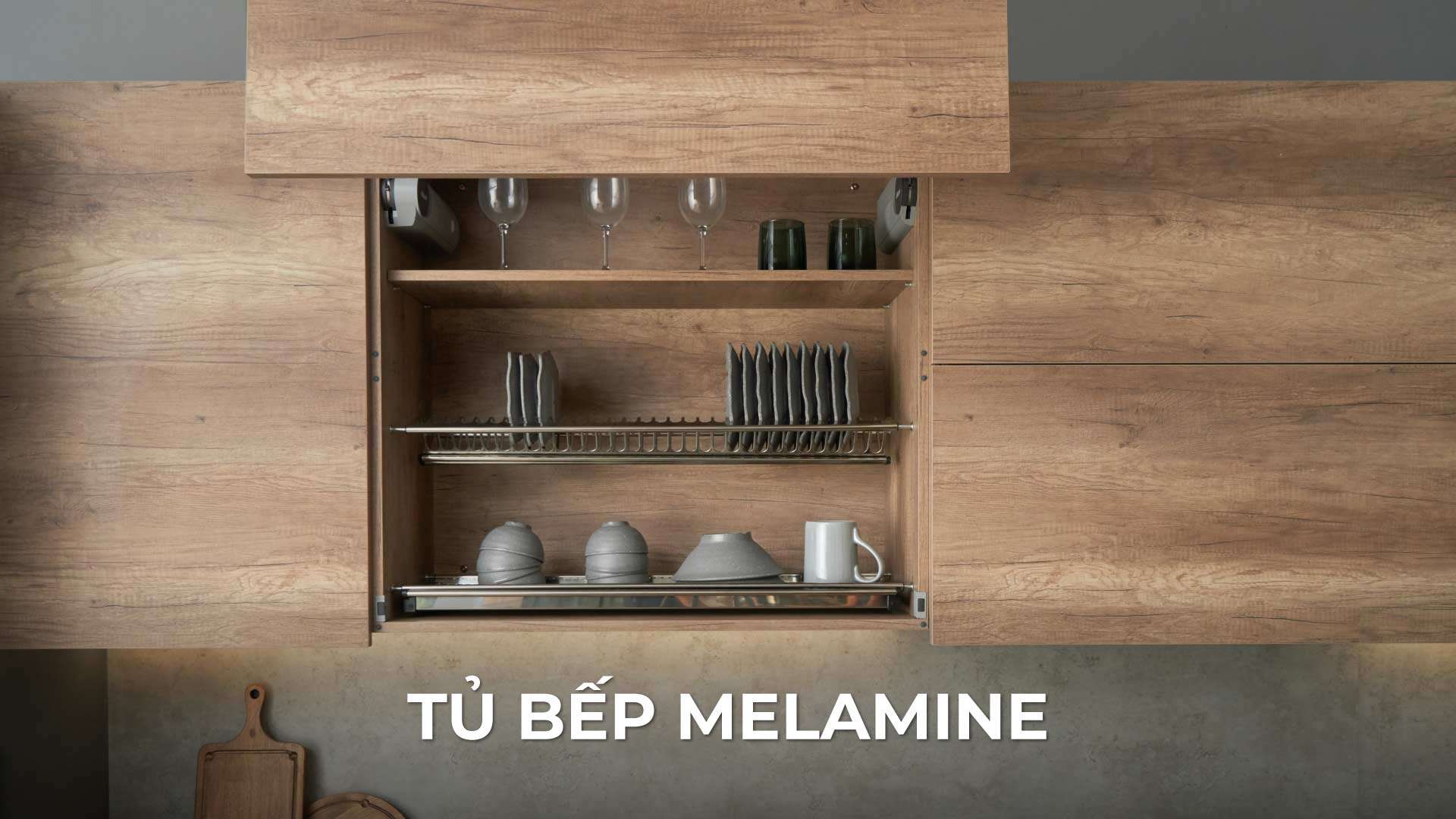 mẫu tủ bếp melamine