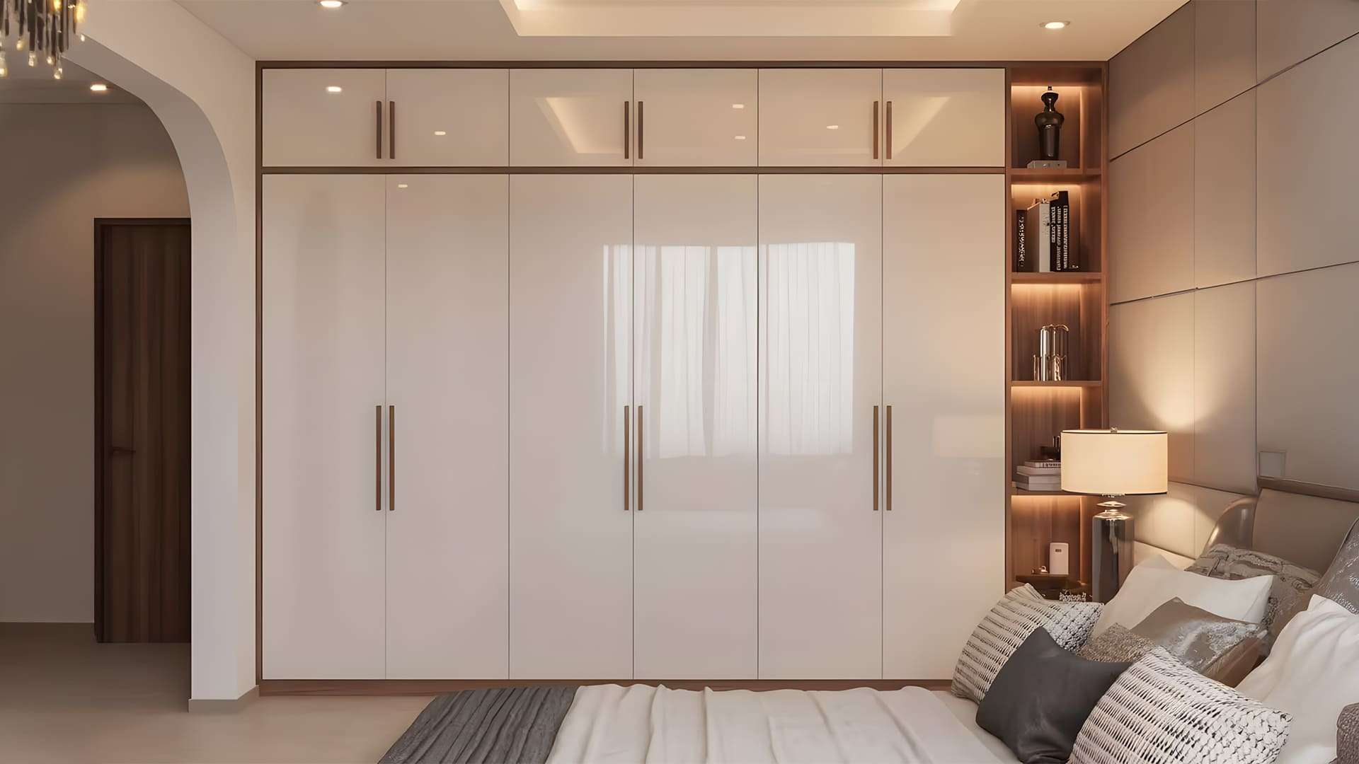 mẫu tủ quần áo acrylic kết hợp kệ trang trí