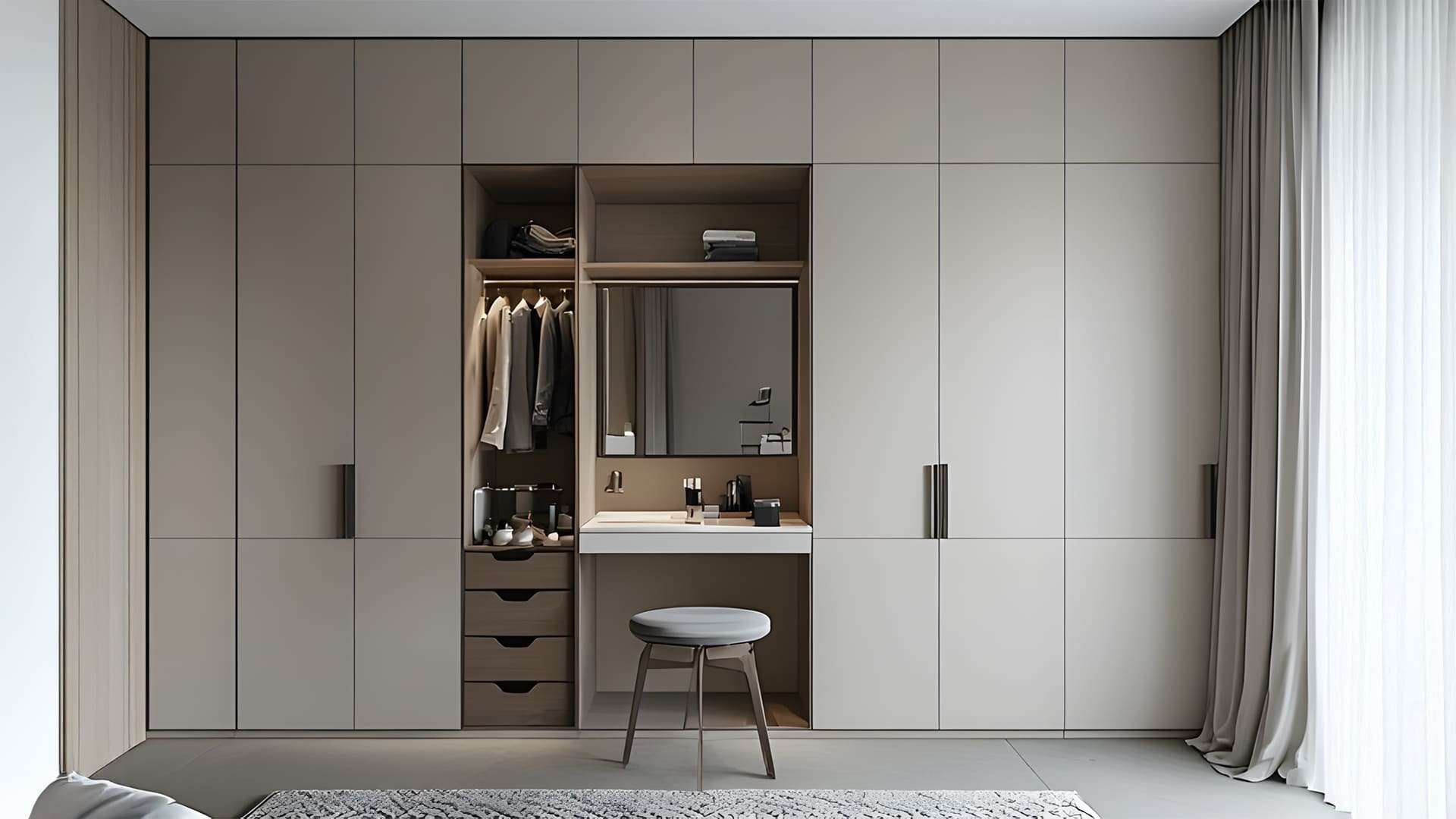 tủ quần áo acrylic kết hợp bàn trang điểm