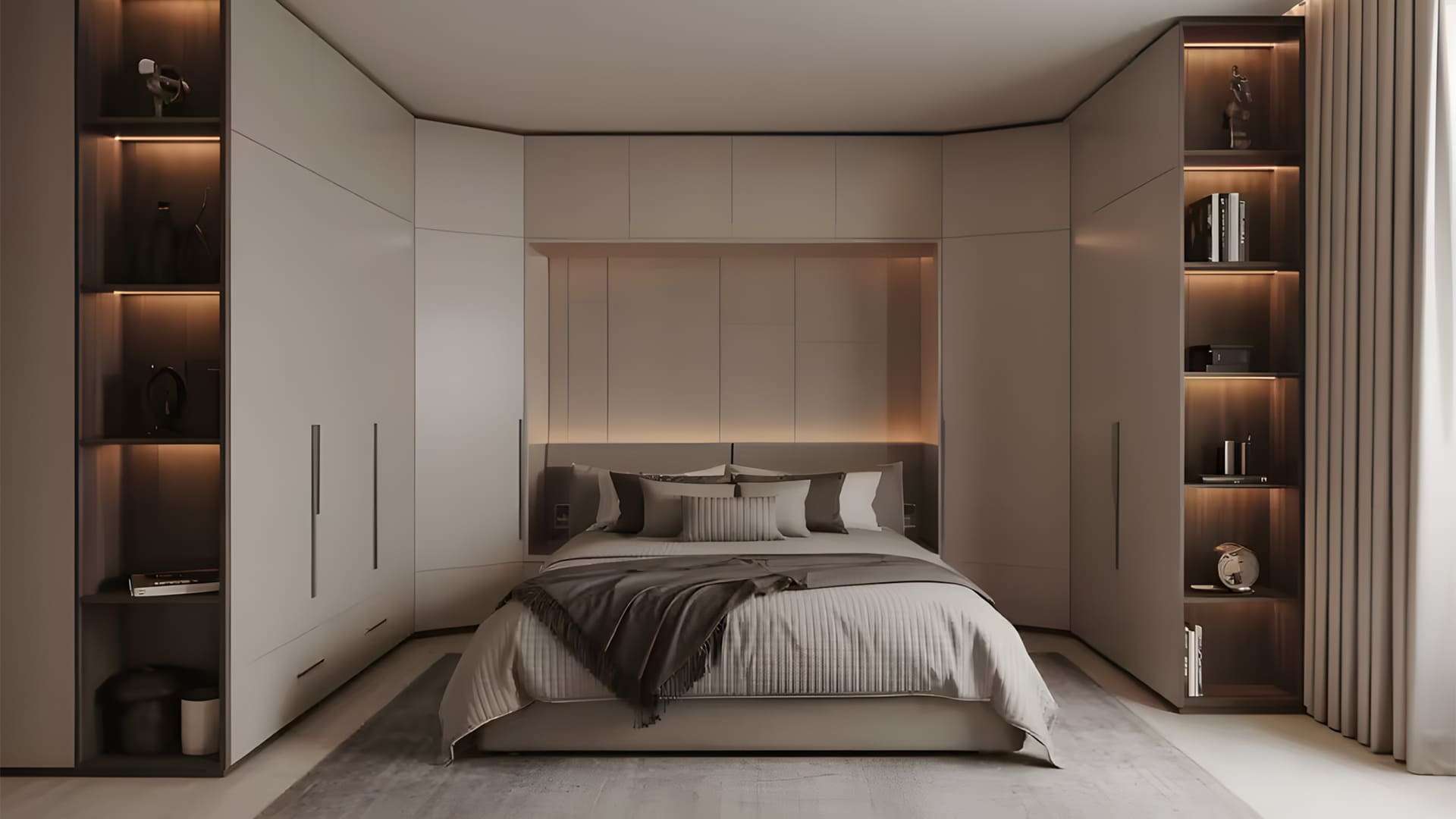 tủ quần áo phủ acrylic có kệ trang trí