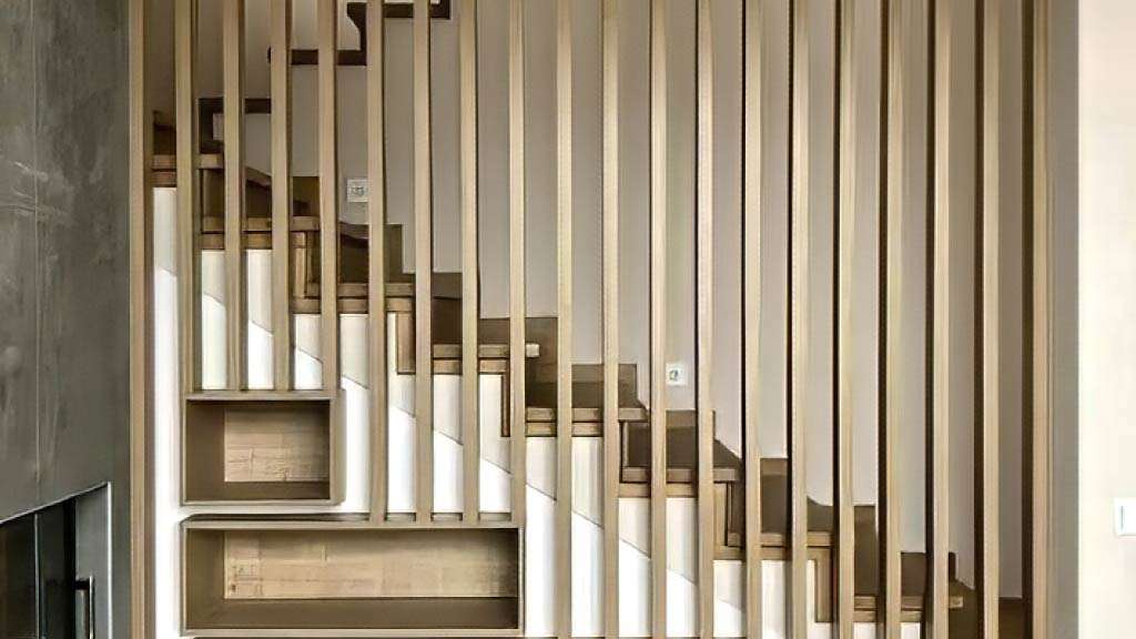 mẫu vách ngăn cầu thang bằng gỗ tự nhiên