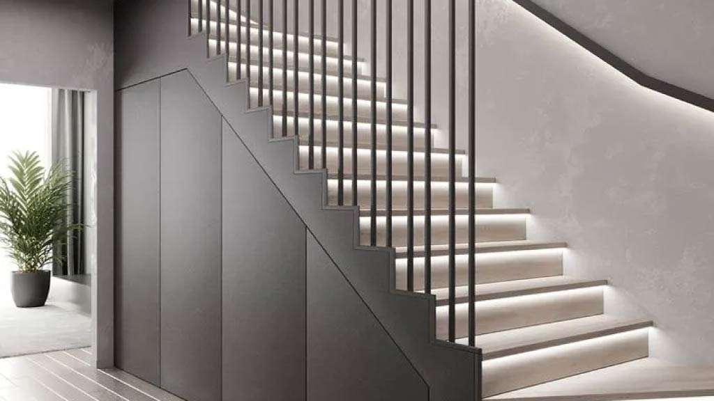 mẫu vách ngăn cầu thang bằng kim loại