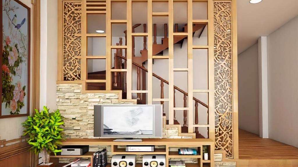 vách ngăn cầu thang bằng nhựa giả gỗ