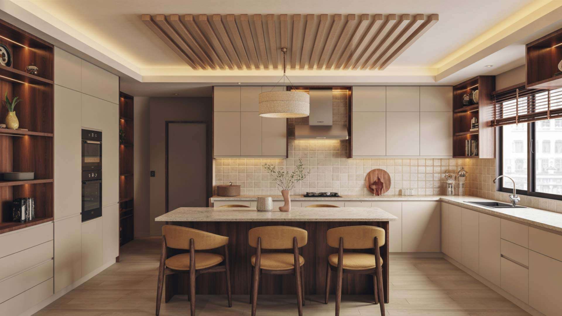 trần gỗ công nghiệp kiểu dáng thanh lam