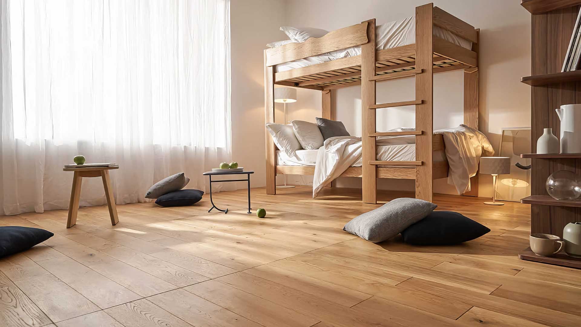 ứng dụng gỗ ghép thanh trong phòng ngủ