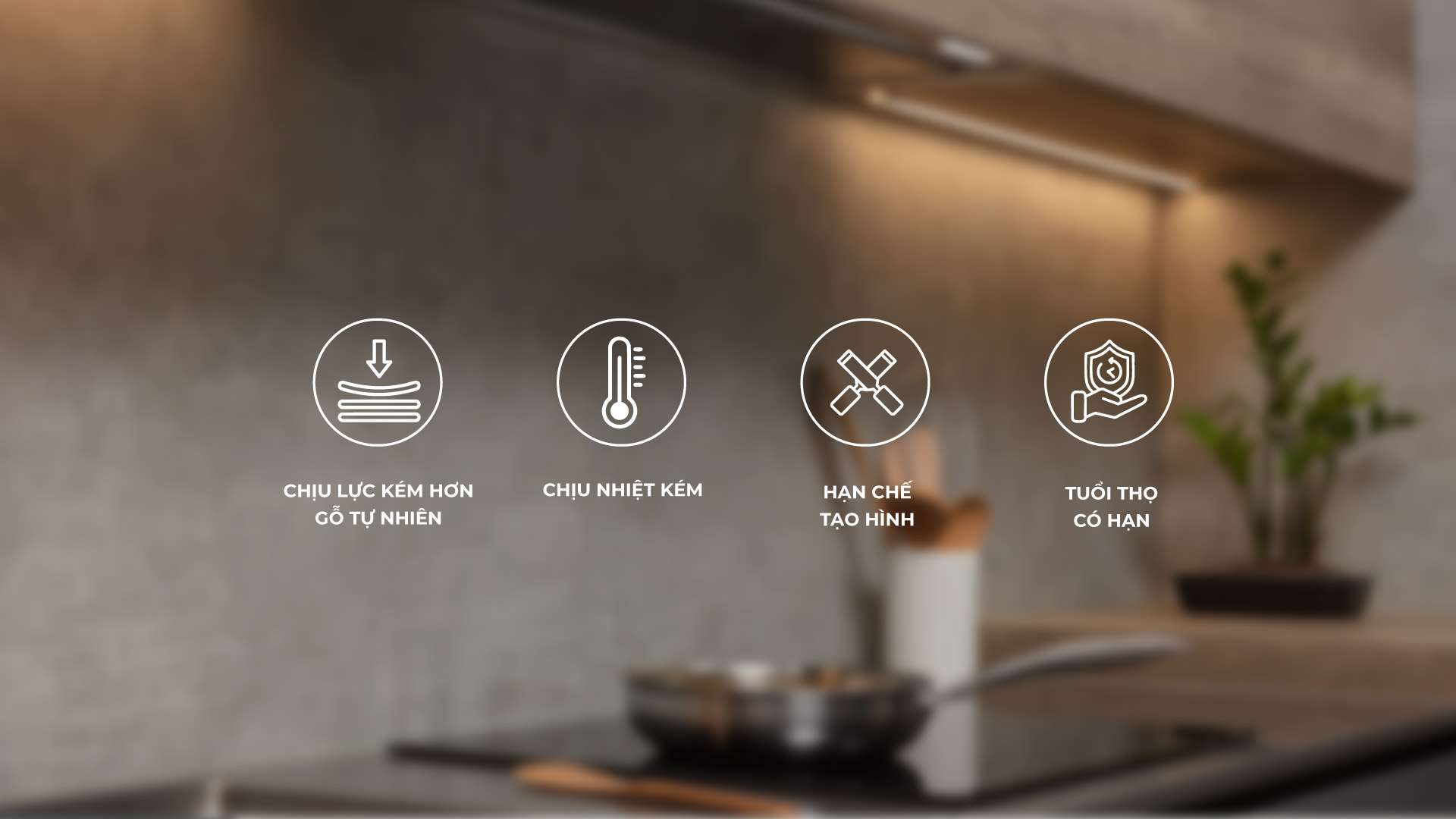 nhược điểm tủ bếp gỗ công nghiệp