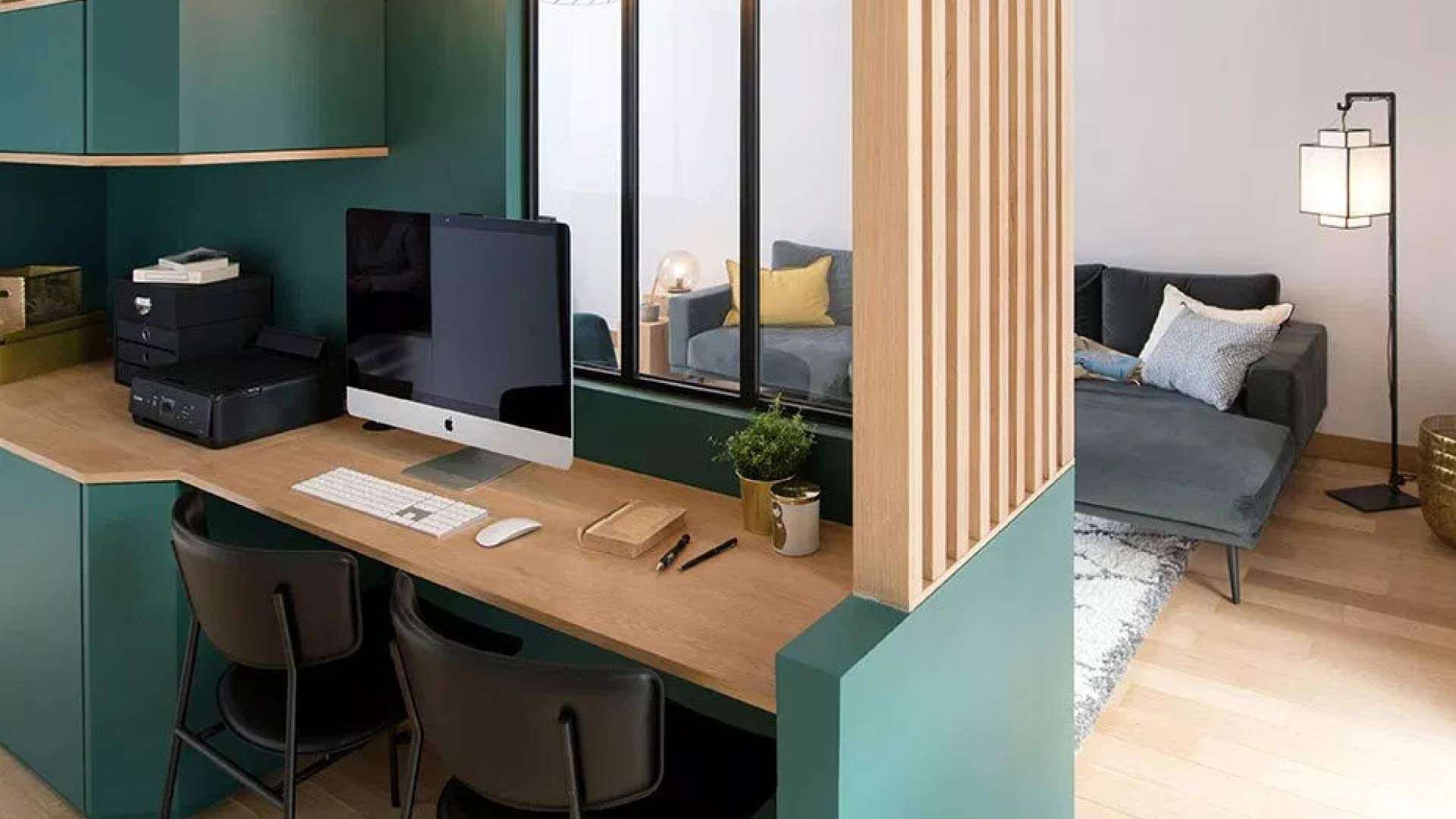 mẫu vách ngăn phòng khách và phòng làm việc