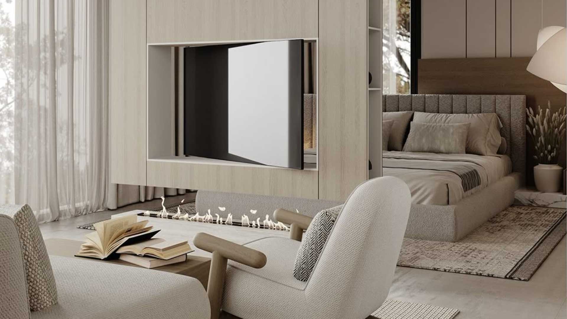 những mẫu vách ngăn phòng khách và phòng ngủ