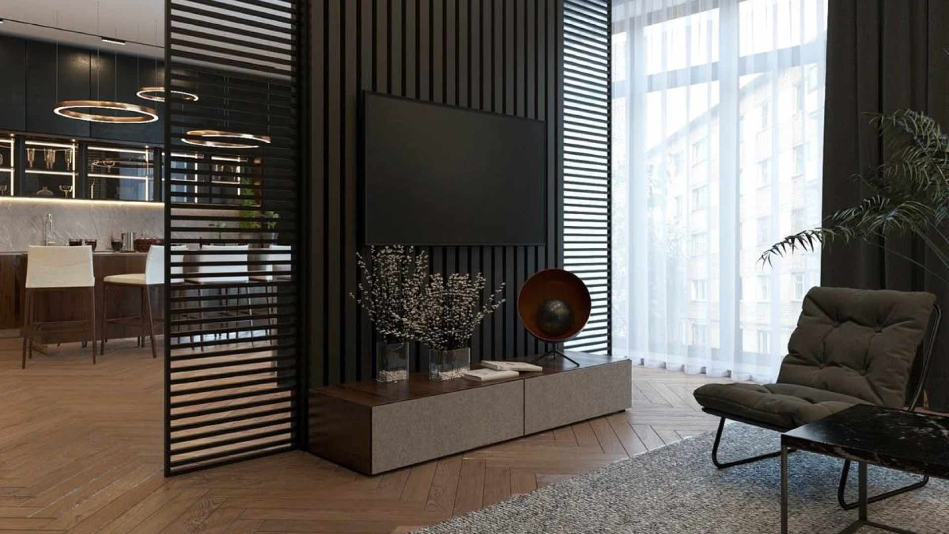 vách ngăn phòng khách và phòng ăn