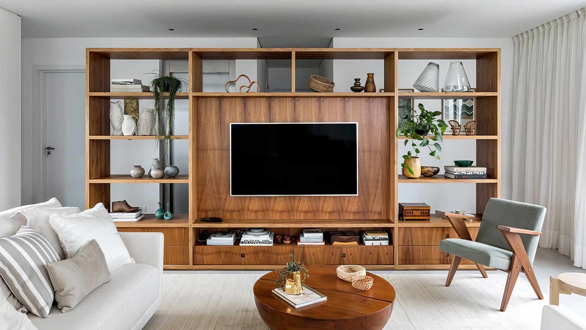 mẫu vách tivi kết hợp với kệ tivi