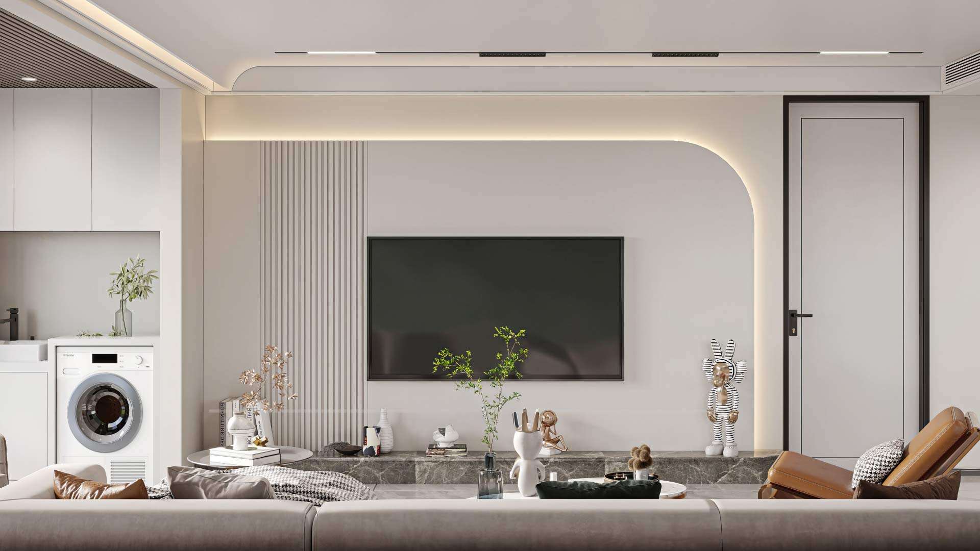 mẫu vách tivi theo phong cách hiện đại