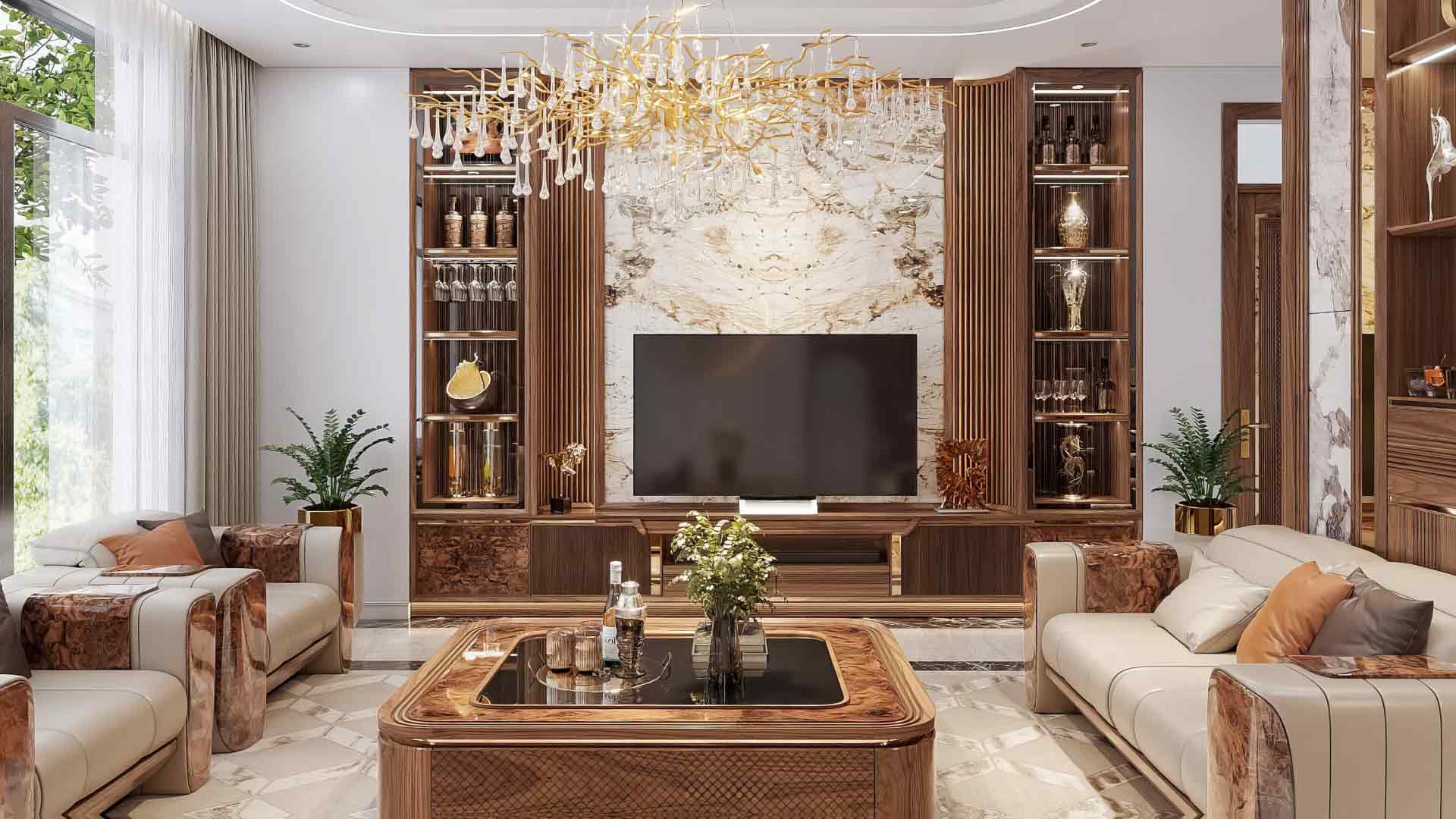 vách tivi kết hợp tủ rượu