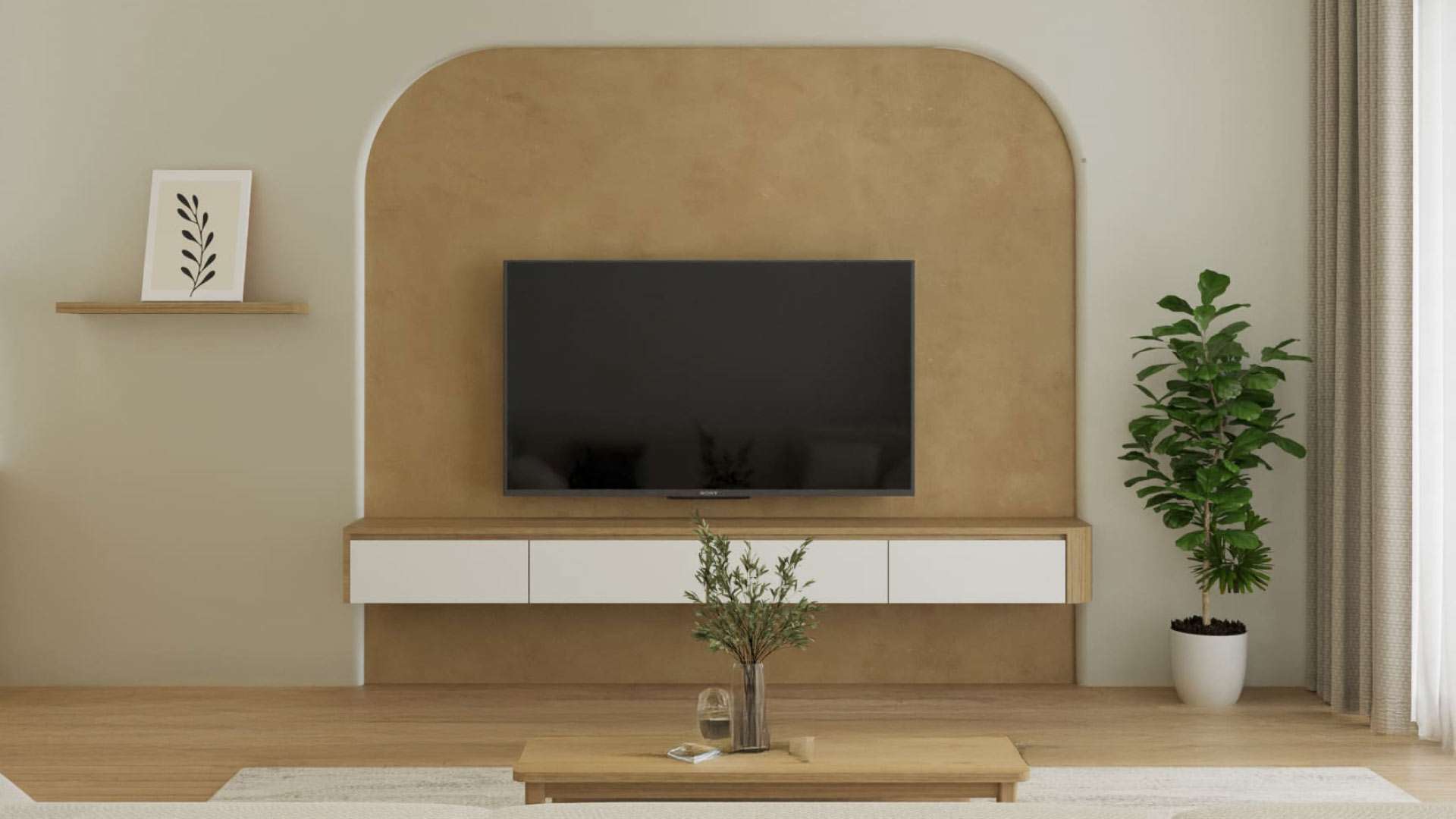 vách tivi phòng khách đơn giản