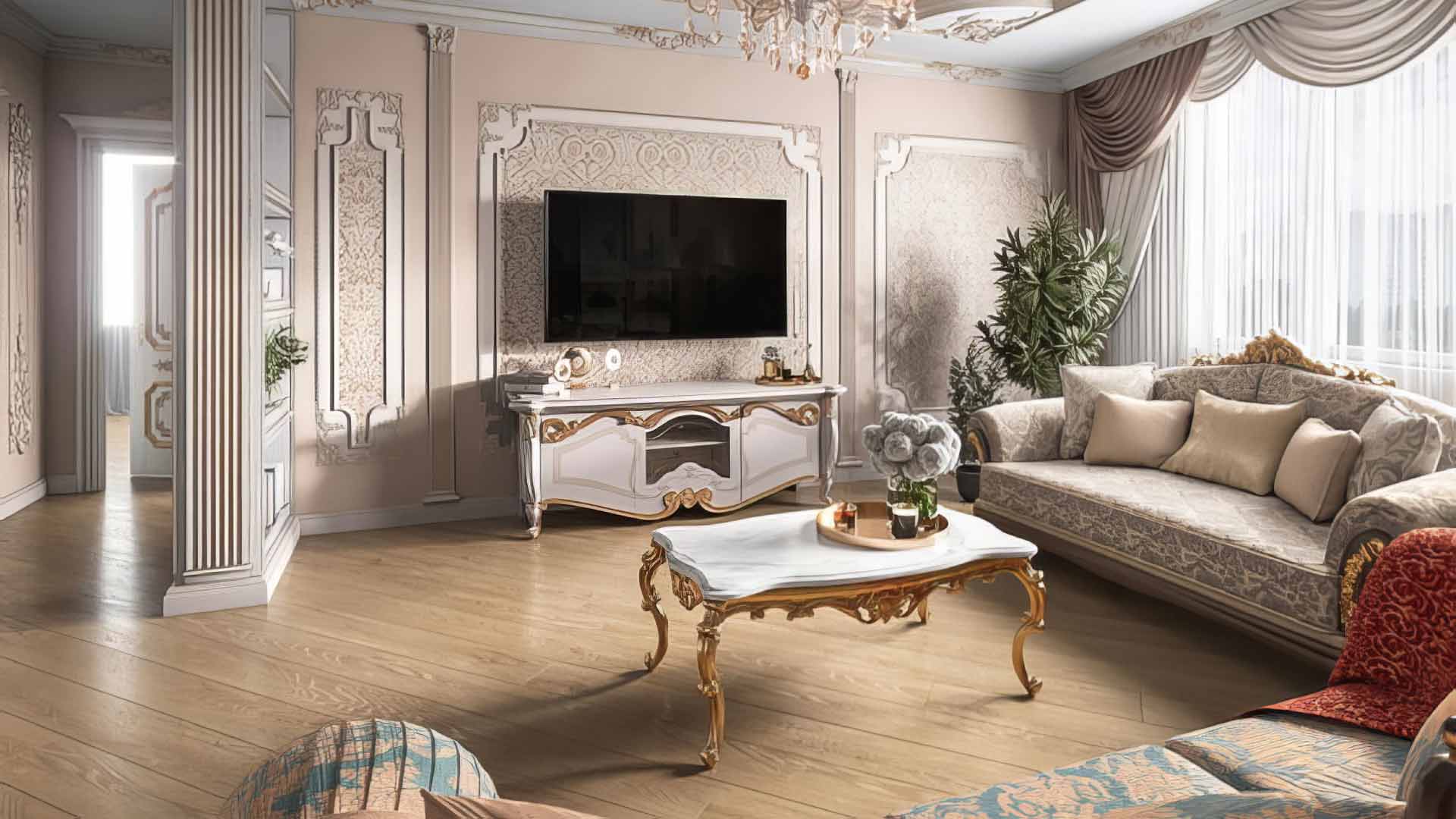 vách tivi theo phong cách cổ điển