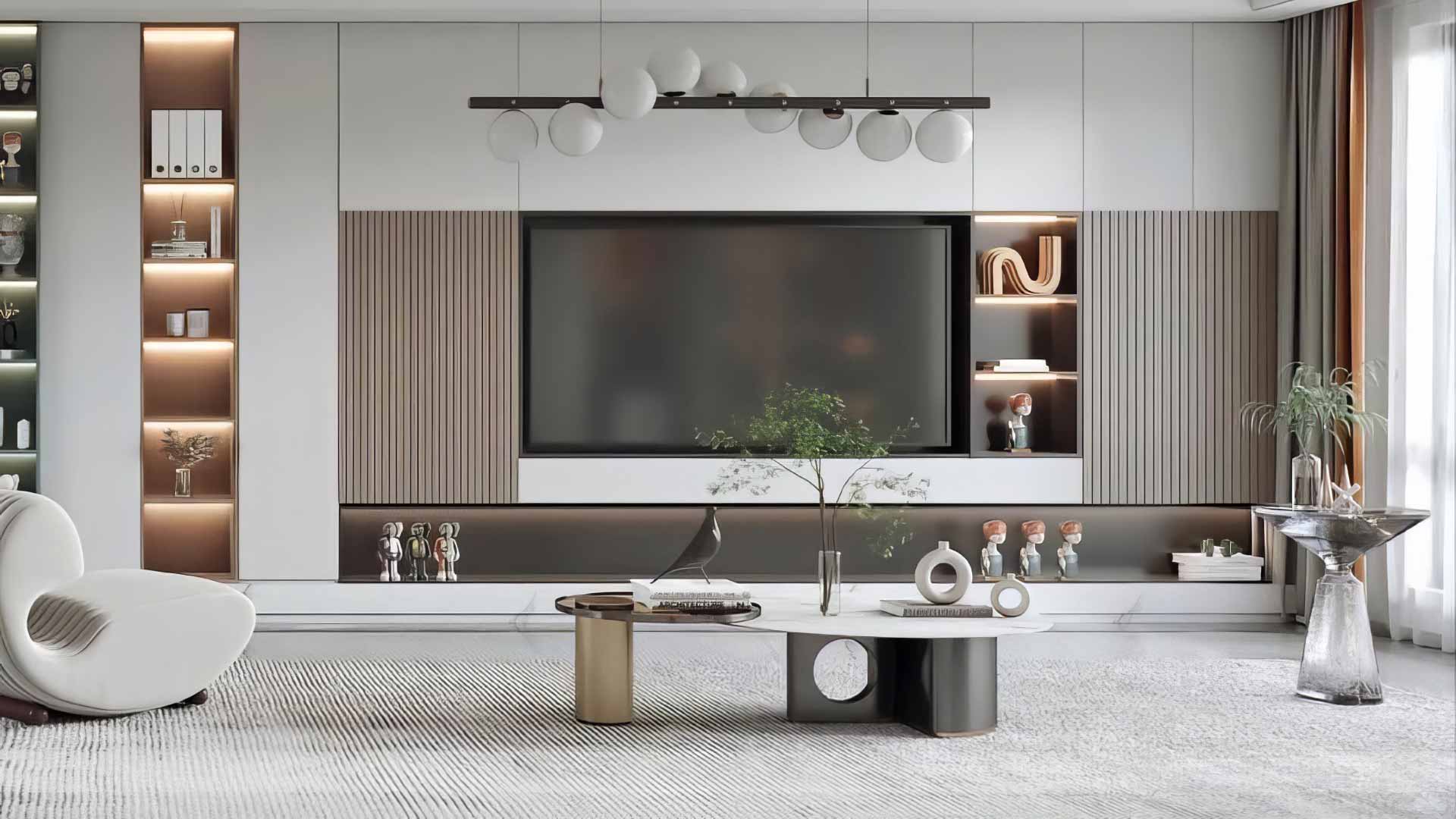 vách tivi theo phong cách hiện đại