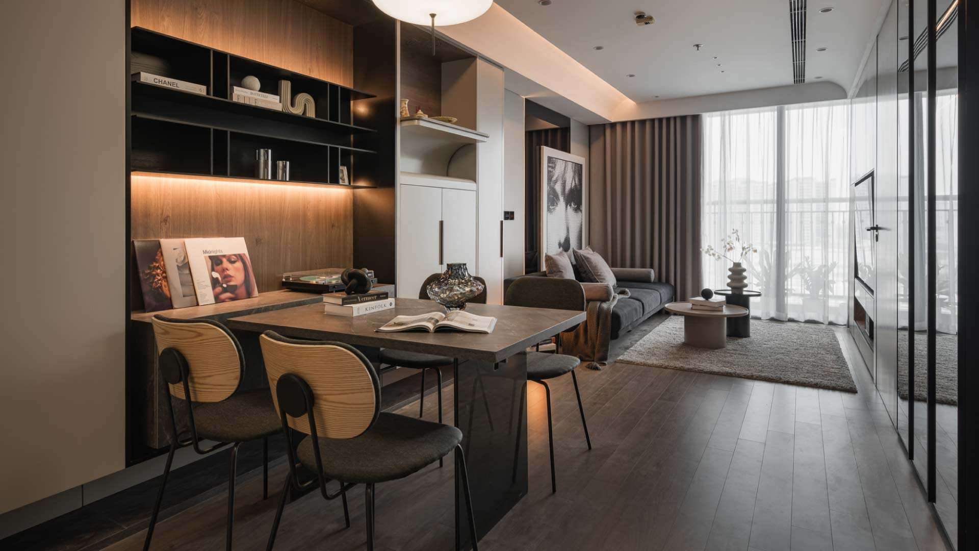 nội thất phòng khách bằng gỗ công nghiệp