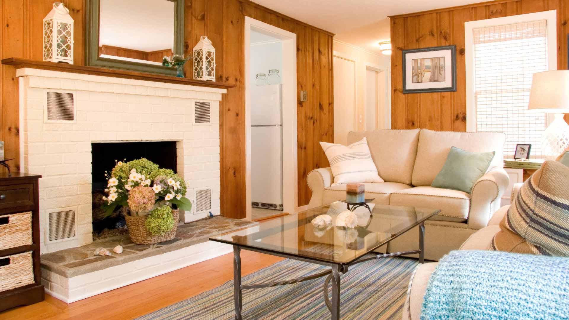 nội thất phòng khách bằng gỗ thông