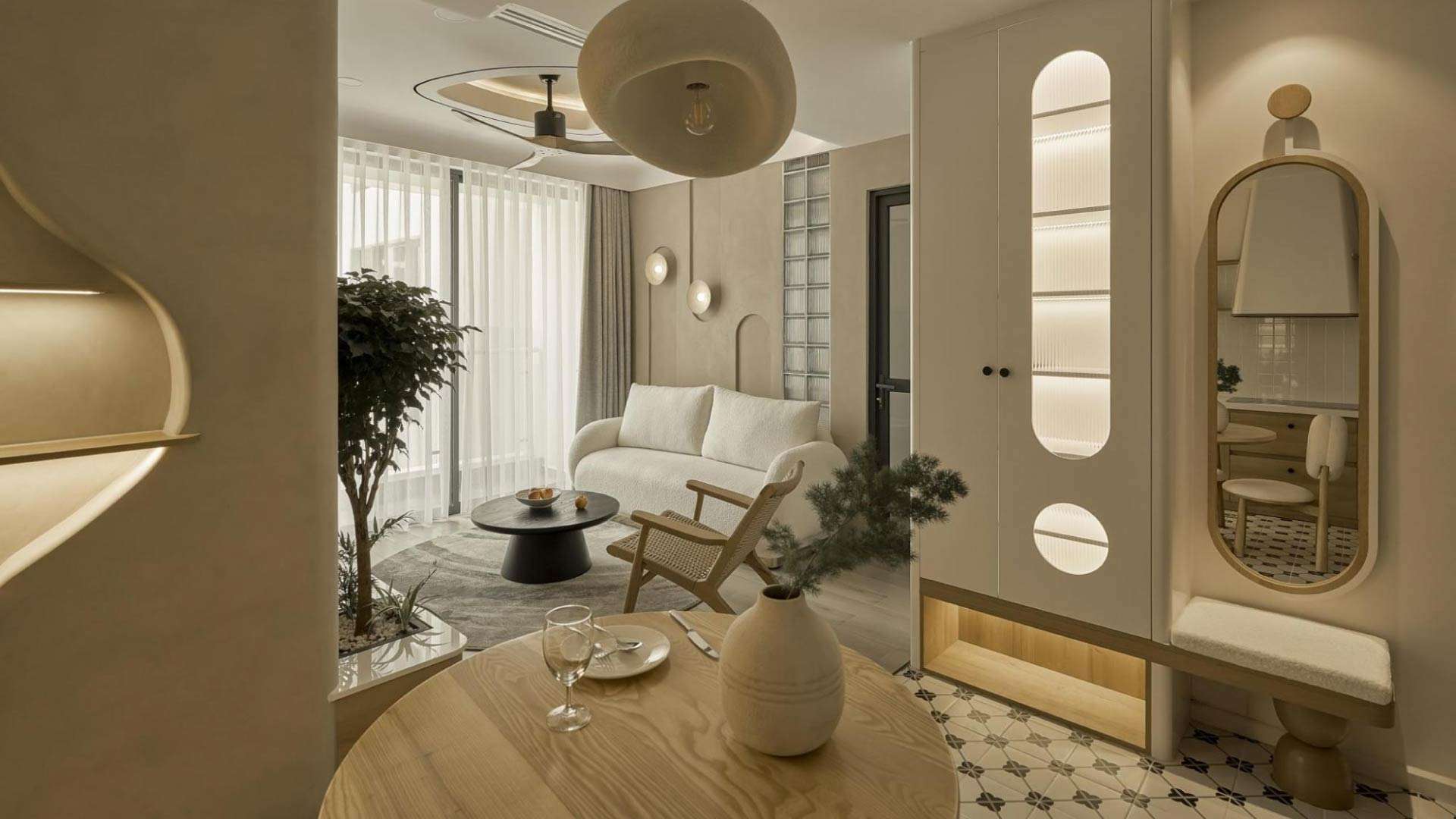 phòng khách nội thất gỗ công nghiệp đẹp