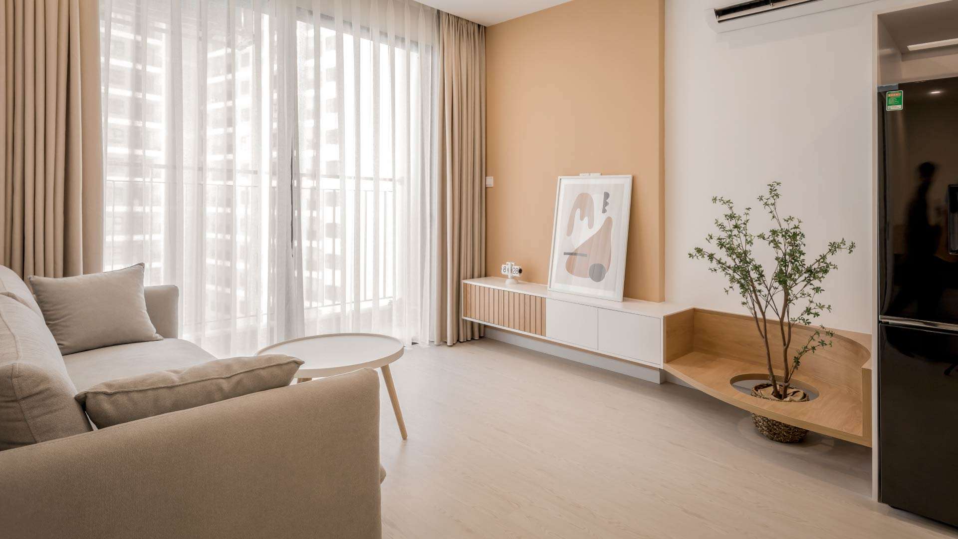 mẫu nội thất phòng khách cho căn hộ 1 phòng ngủ