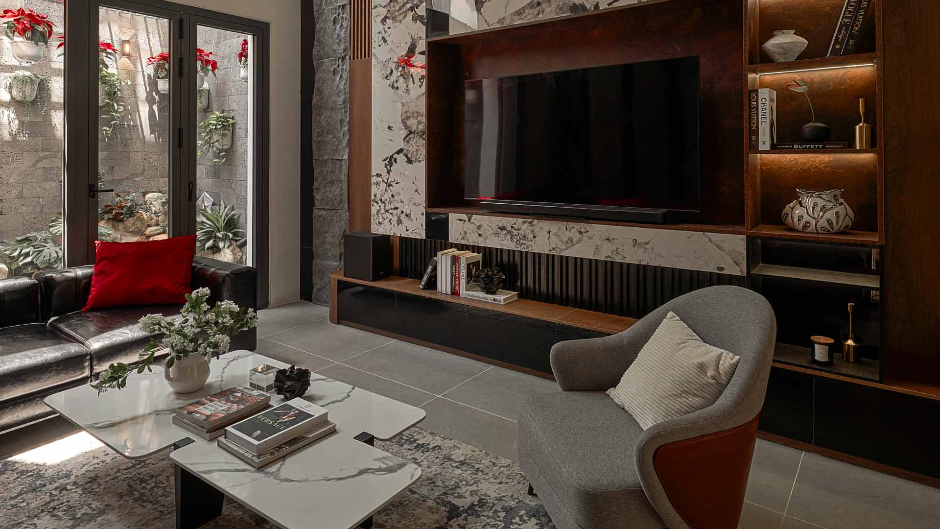 mẫu nội thất phòng khách cho căn hộ 4 phòng ngủ