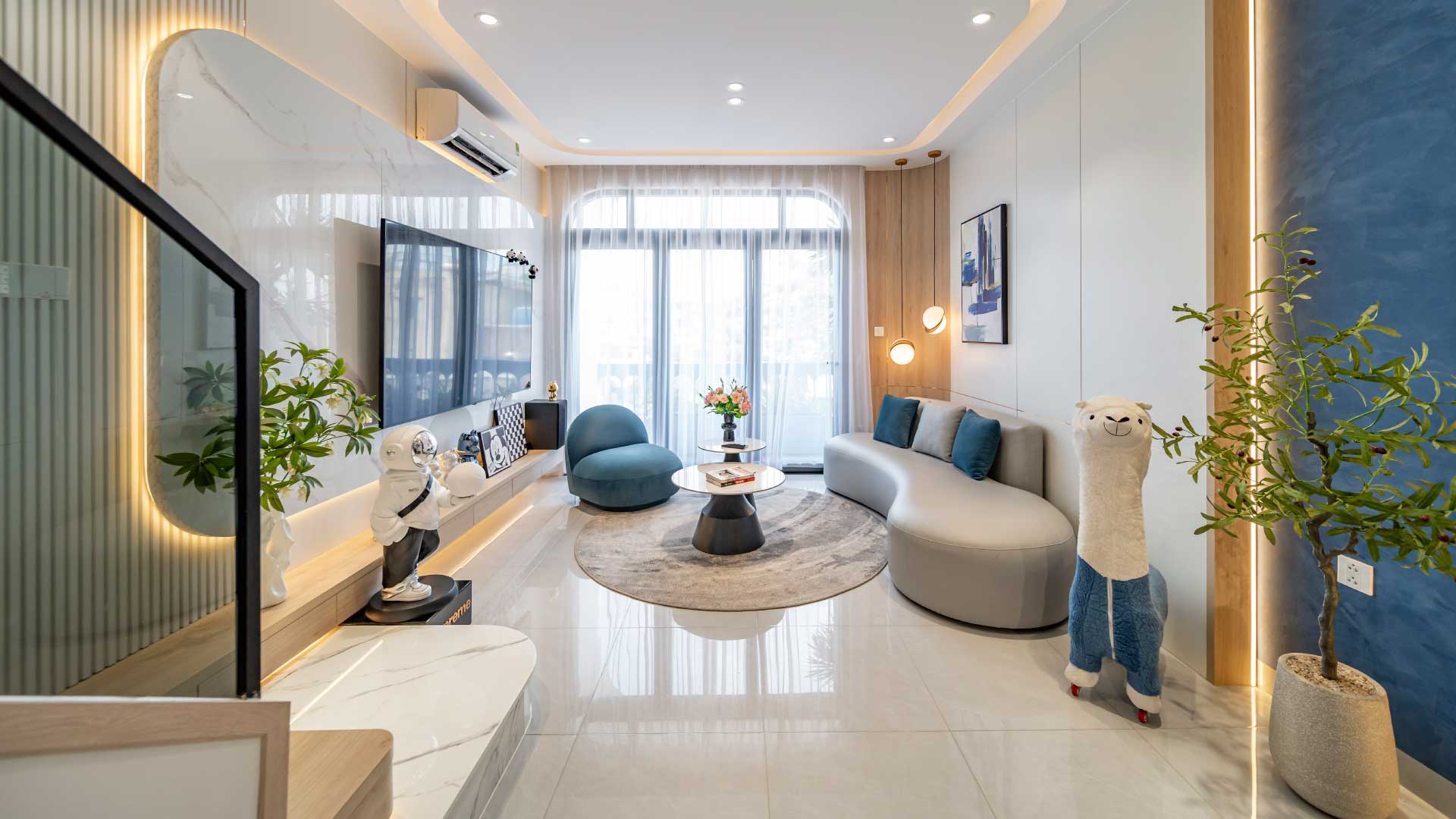 mẫu nội thất phòng khách cho nhà phố