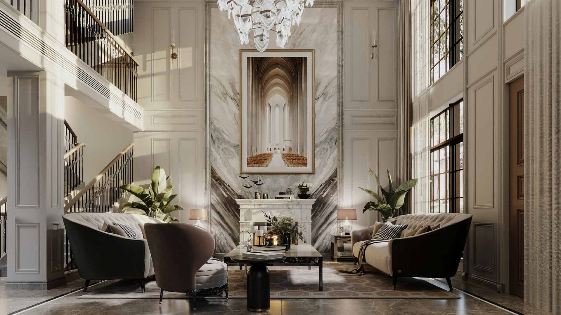 mẫu nội thất phòng khách luxury