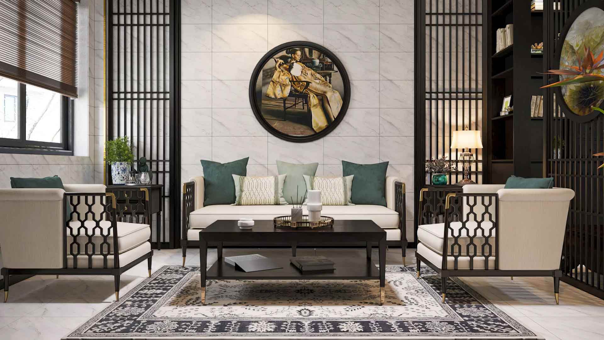 mẫu phòng khách phong cách indochine