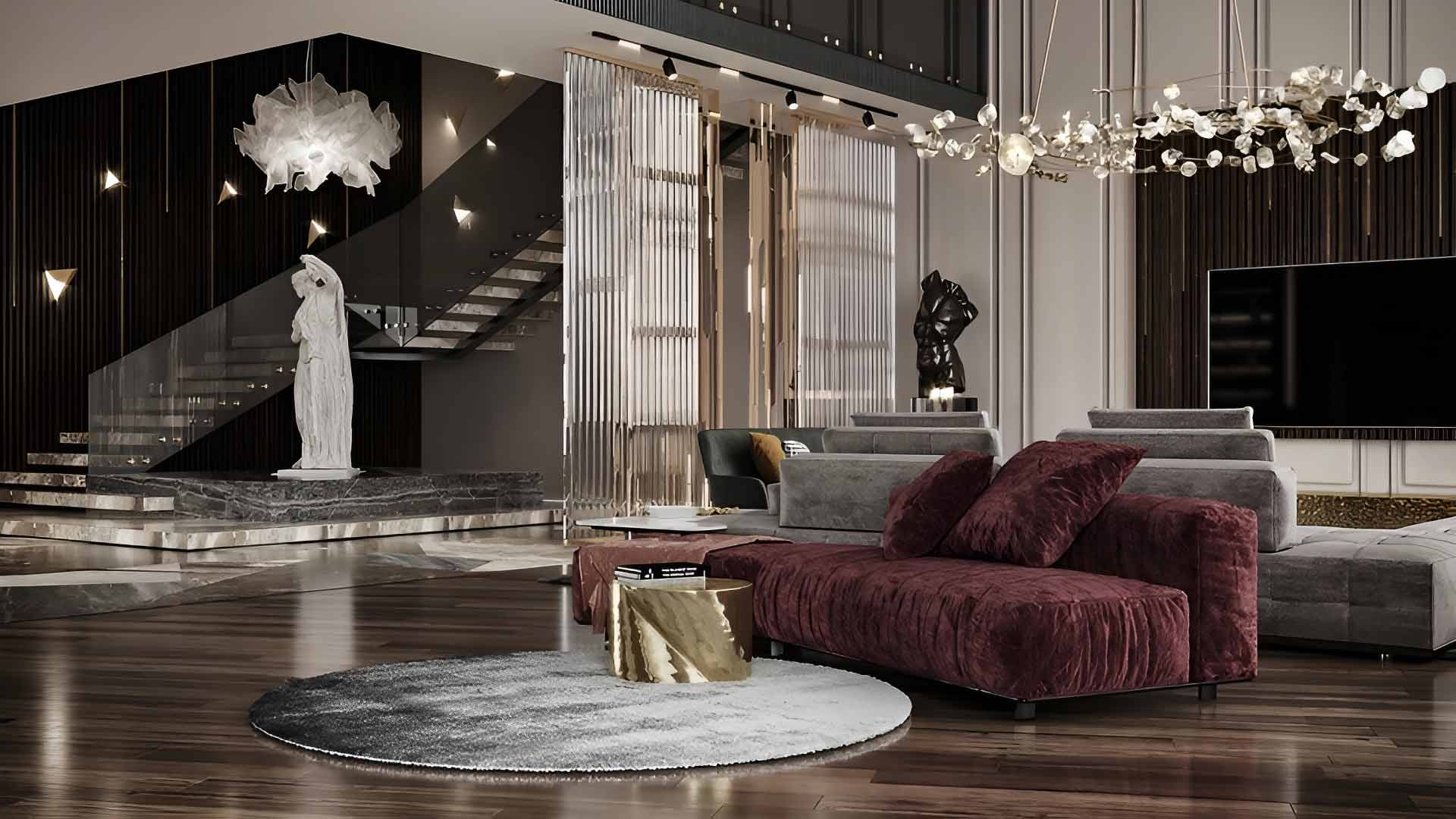 mẫu phòng khách phong cách luxury