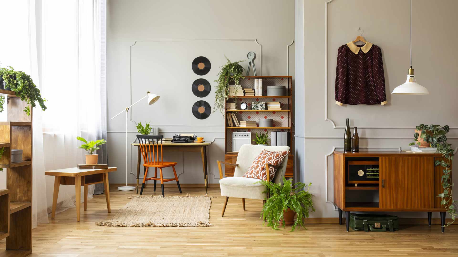 mẫu phòng khách phong cách vintage