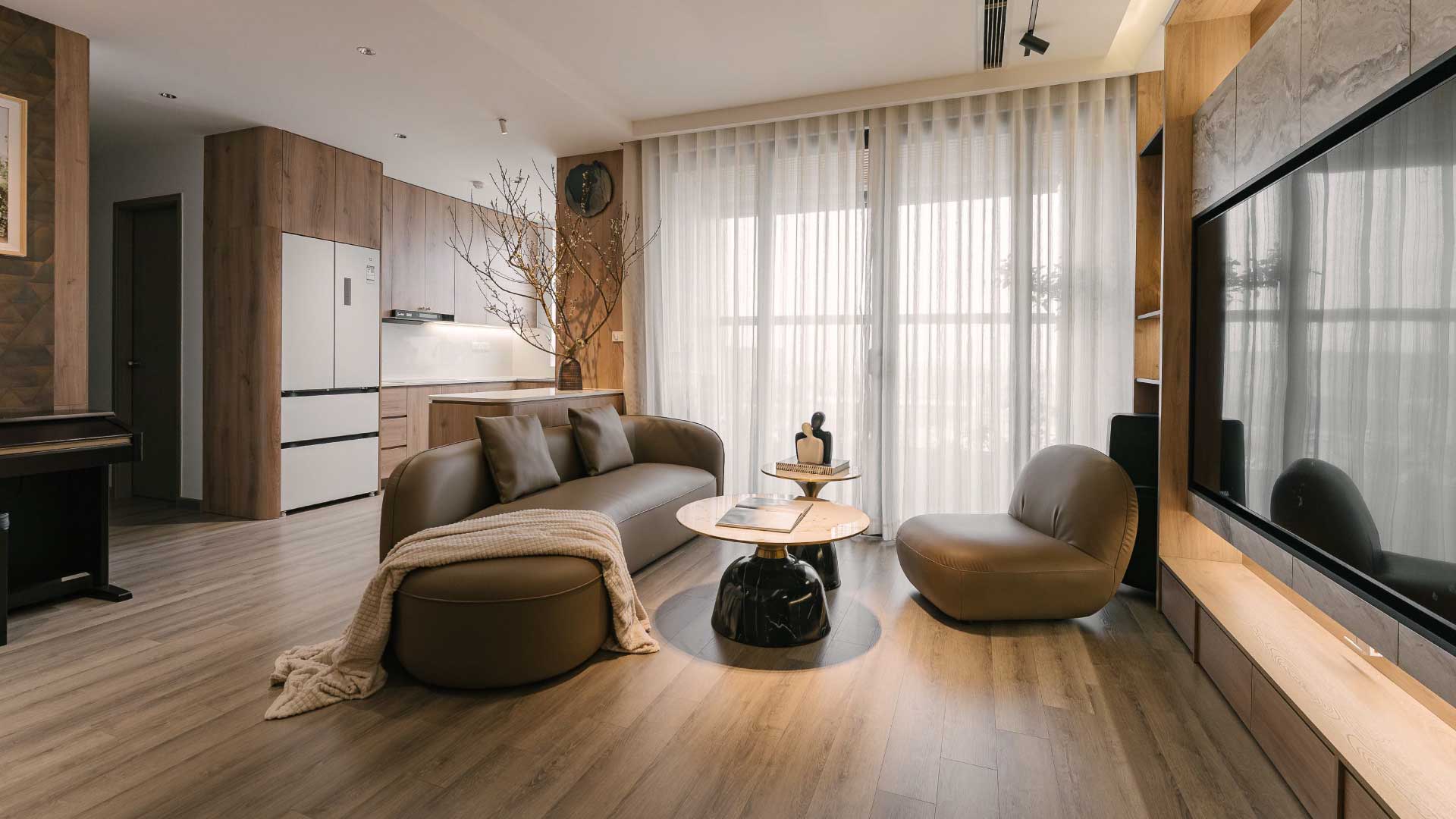 phòng khách cho căn hộ 1 phòng ngủ