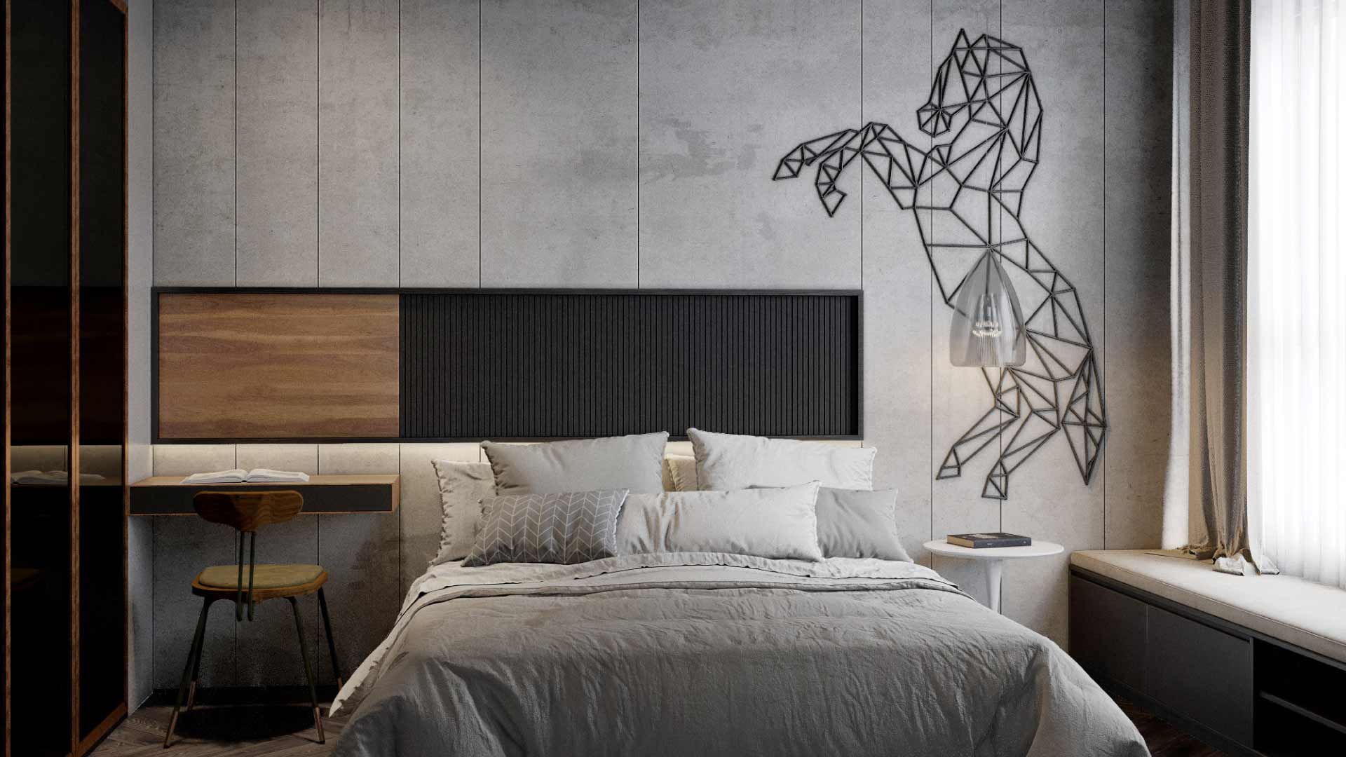 mẫu phòng ngủ industrial