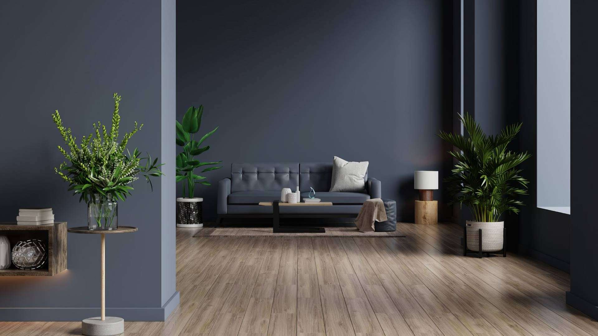 Phối màu sàn gỗ tương phản với màu nội thất