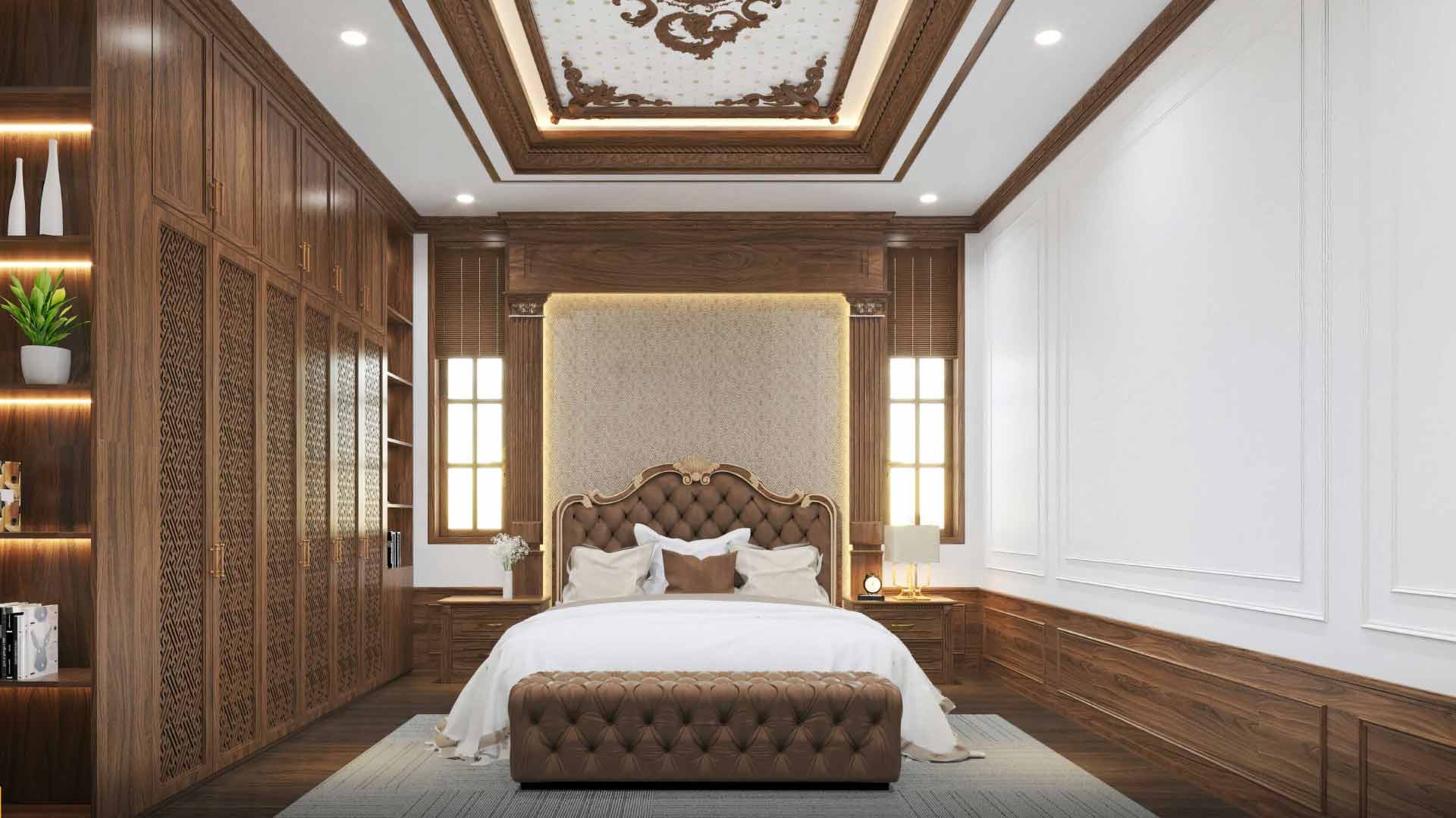 mẫu vách đầu giường phong cách tân cổ điển