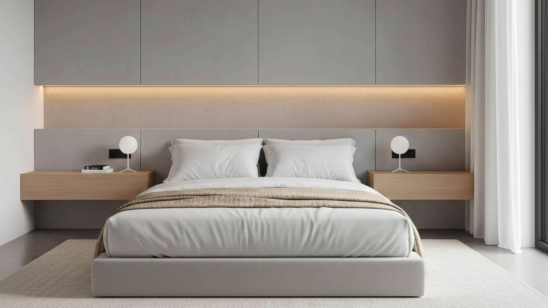 mẫu vách đầu giường phong cách tối giản