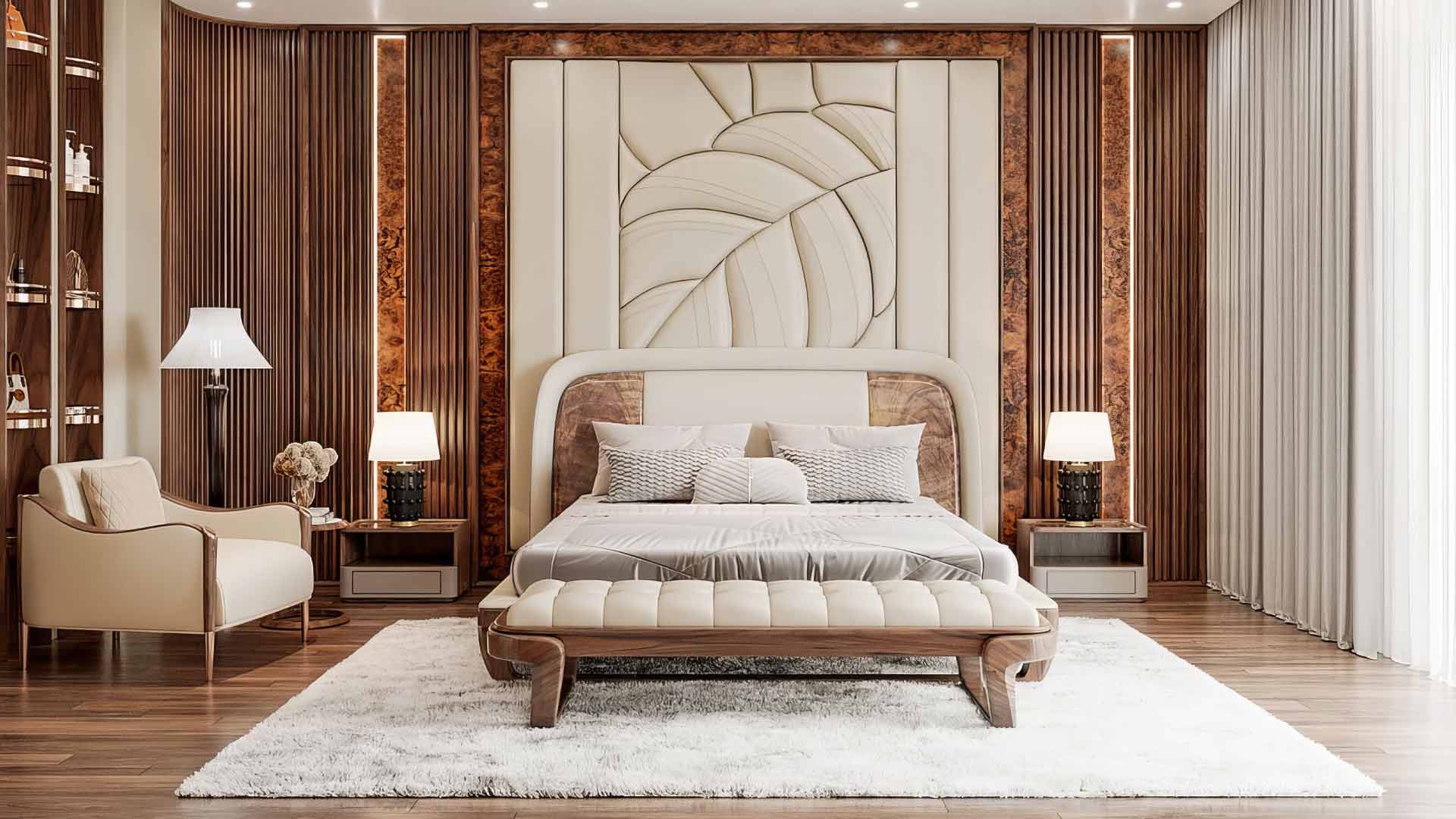 vách đầu giường bọc da mút