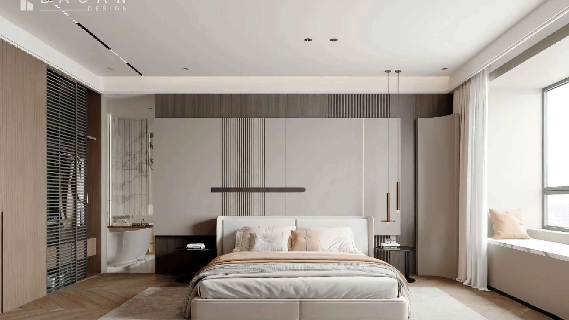 vách đầu giường phong cách hiện đại