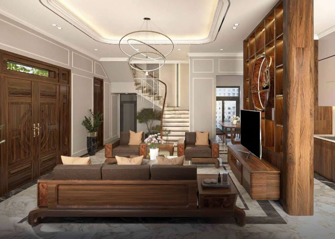 12 mẫu vách ngăn phòng khách và phòng bếp đẹp, hiện đại, tối ưu không gian