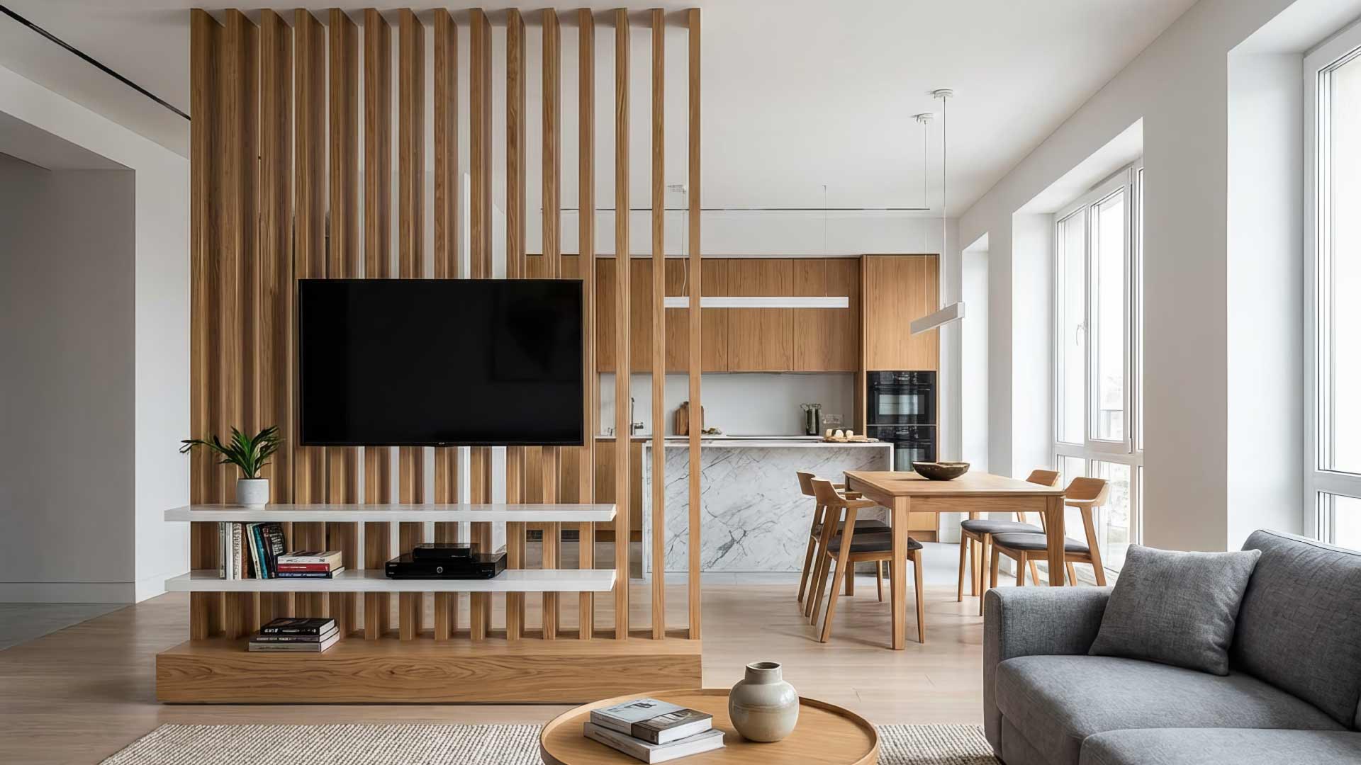 vách lam gỗ tự nhiên đứng kiểu hiện đại