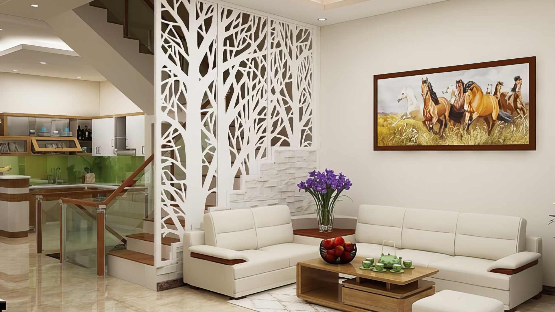 vách ngăn phòng khách và bếp bằng nhựa pvc