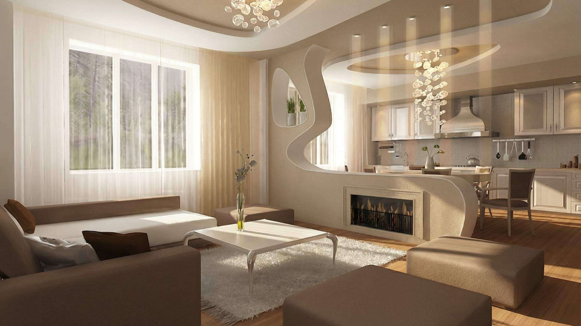 vách ngăn phòng khách và phòng bếp bằng thạch cao