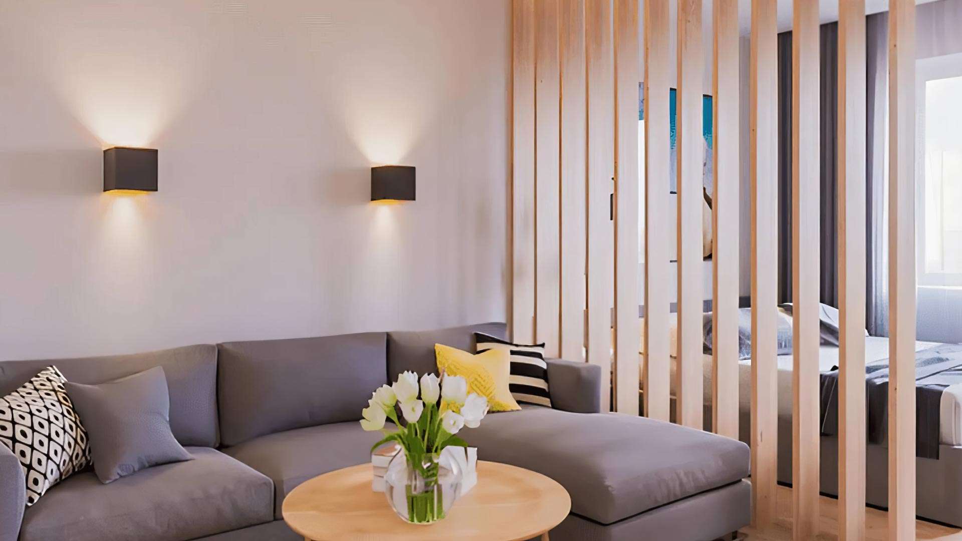 vách ngăn phòng ngủ bằng gỗ nhựa composite