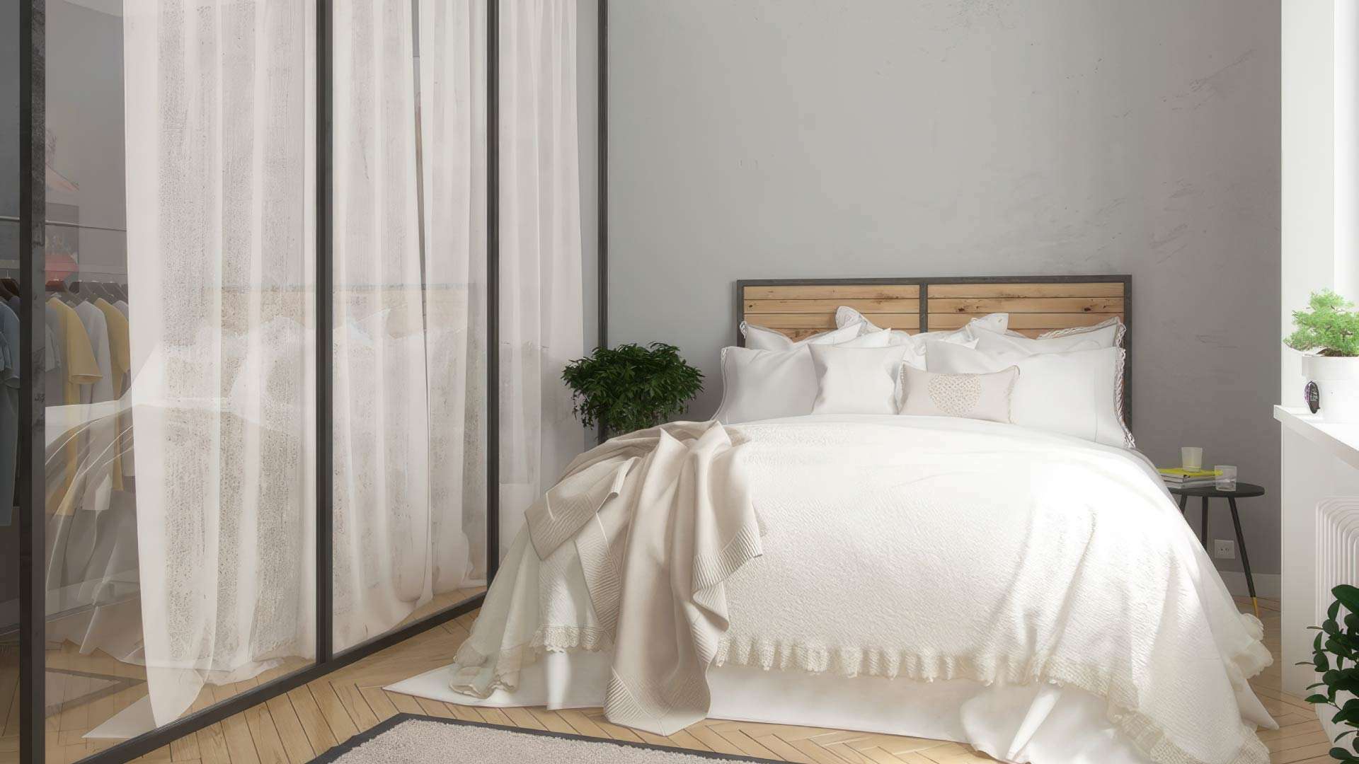 vách ngăn phòng ngủ bằng kính cường lực