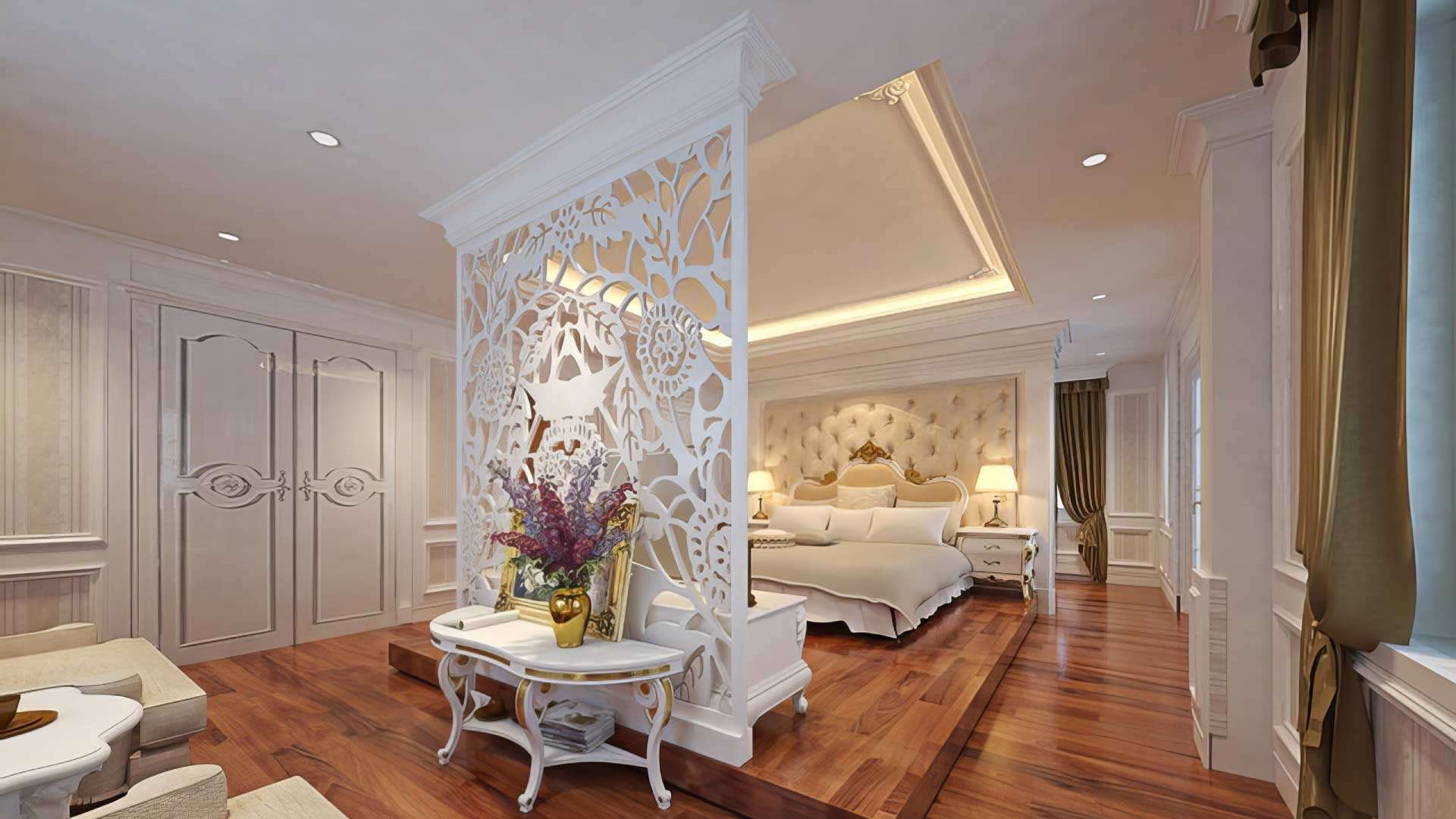 vách ngăn phòng ngủ bằng thạch cao