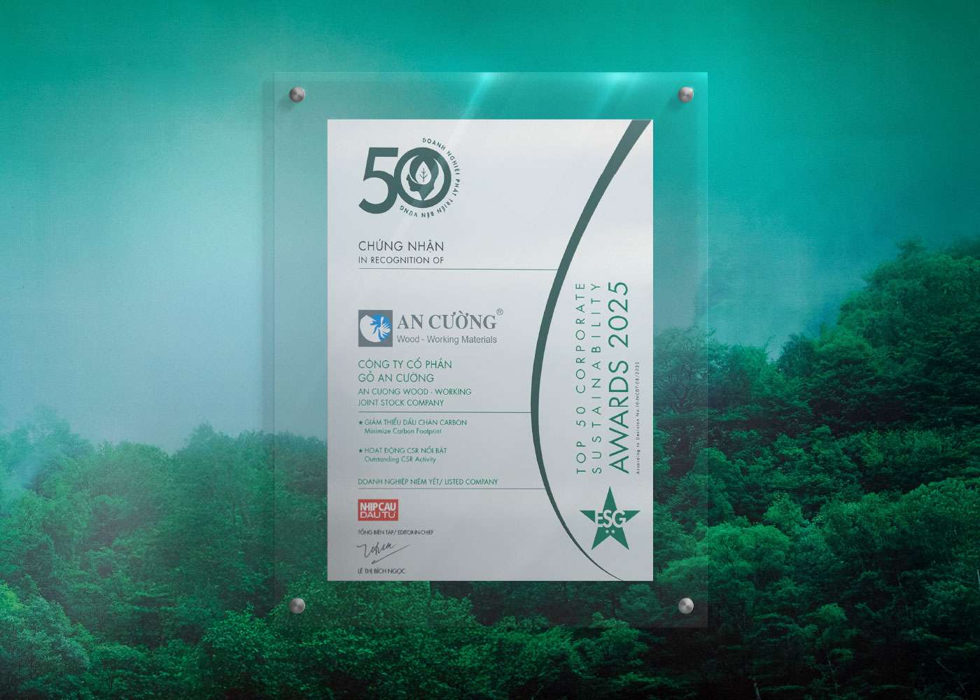 AN CUONG PROUDLY RANKED AMONG THE TOP 50 SUSTAINABLE ENTERPRISES