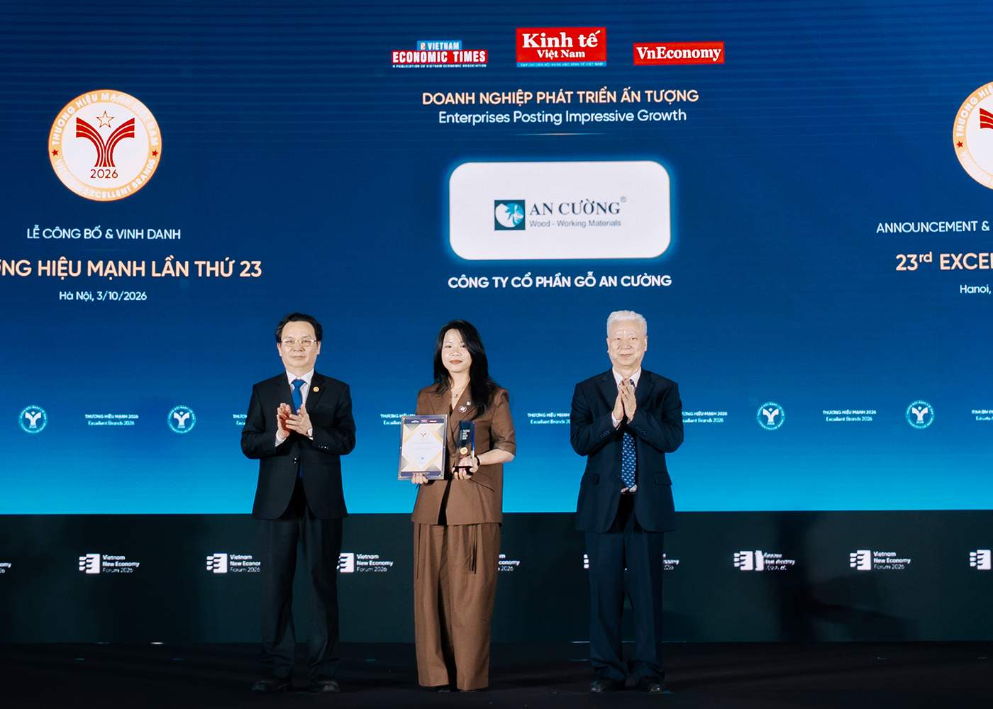AN CƯỜNG TIẾP TỤC ĐƯỢC VINH DANH TẠI THƯƠNG HIỆU MẠNH VIỆT NAM 2026