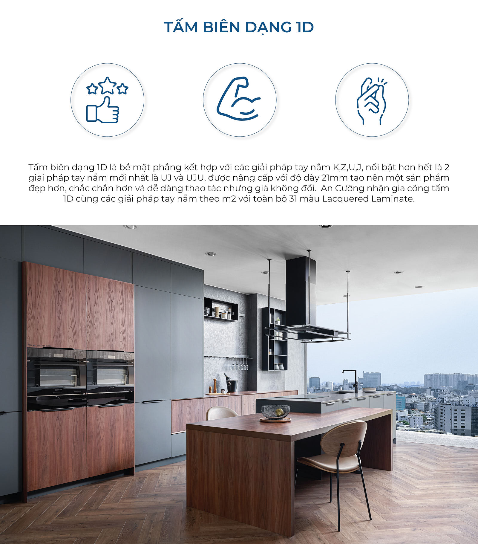 Tấm biên dạng 1D, 2D, 3D, màu Lacquer laminate, bởi An Cường