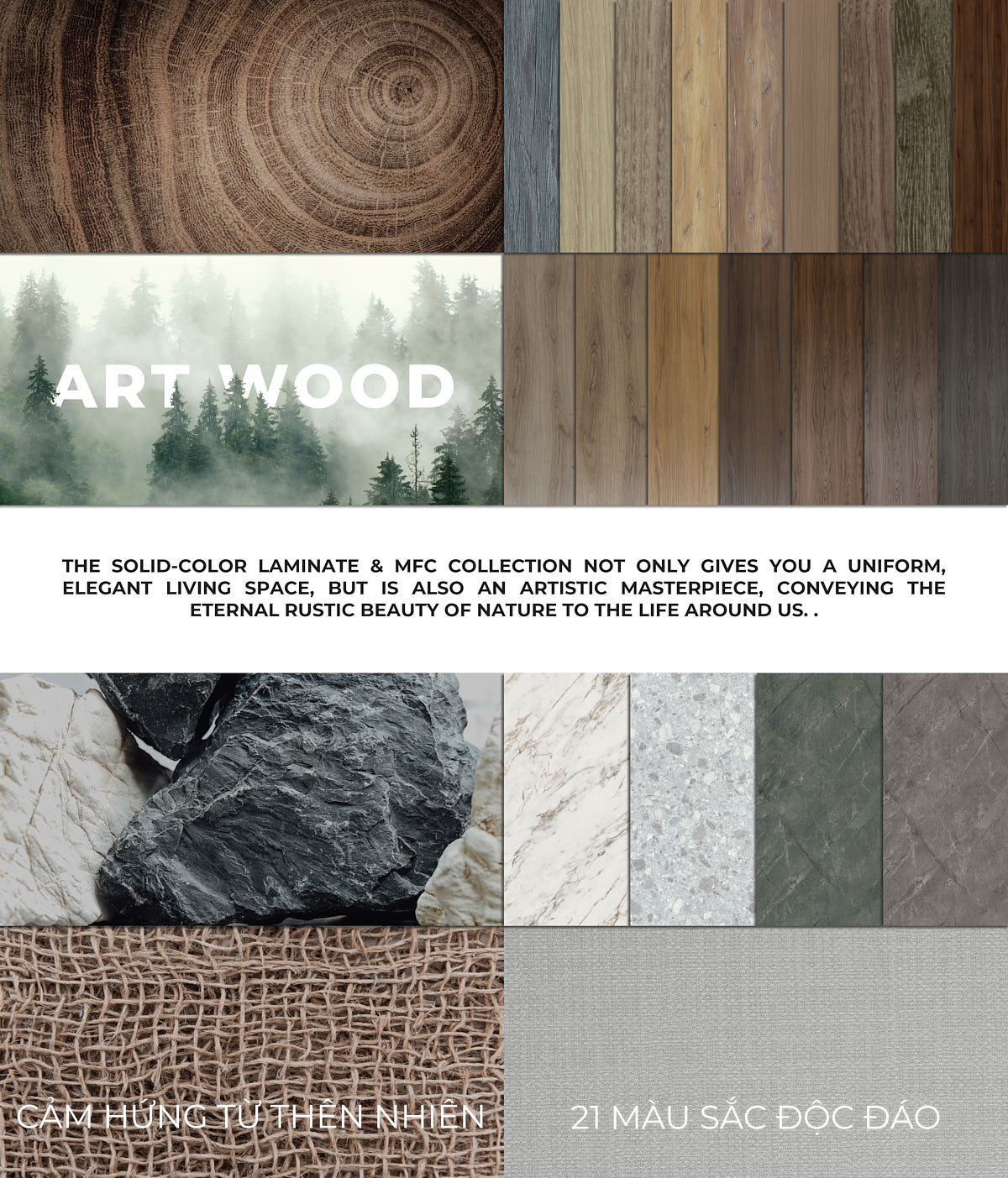 BST số 06 (Art Wood) gồm 21 màu mà An Cường mới ra mắt năm 2024 là một bản giao hưởng của những họa tiết đẹp nhất từ thiên nhiên.