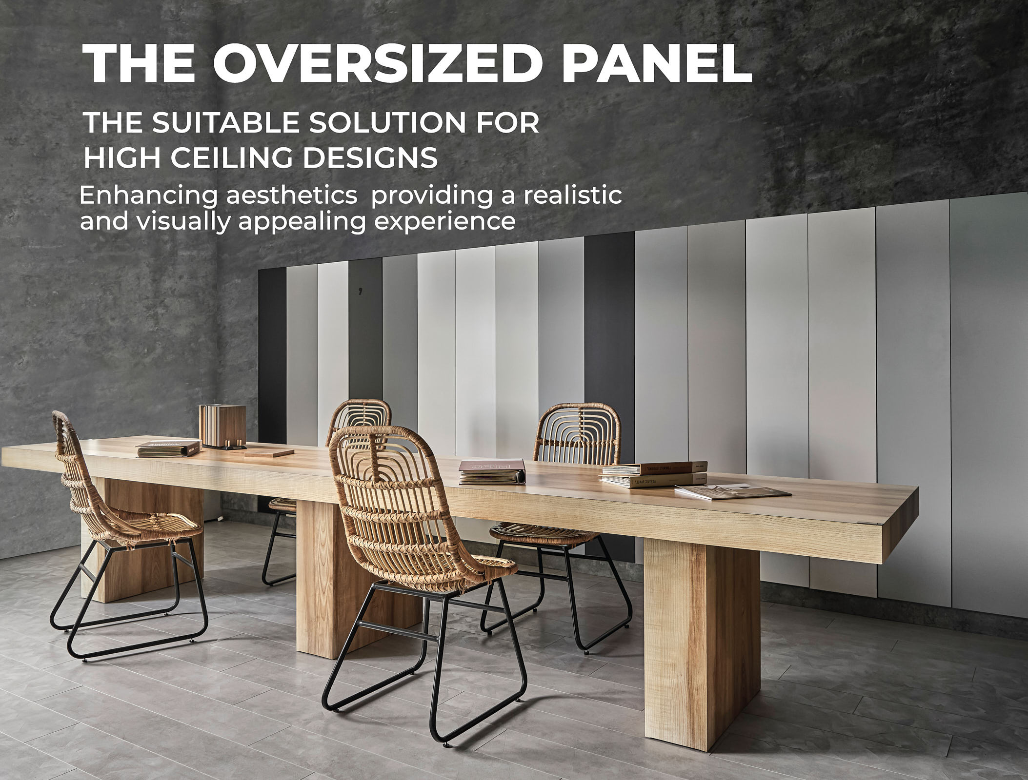 A Seamless Look With An Oversized Paneling Solution An Cuong's oversized board solution brings seamlessness and aesthetics to the space thanks to its standard oversized design.