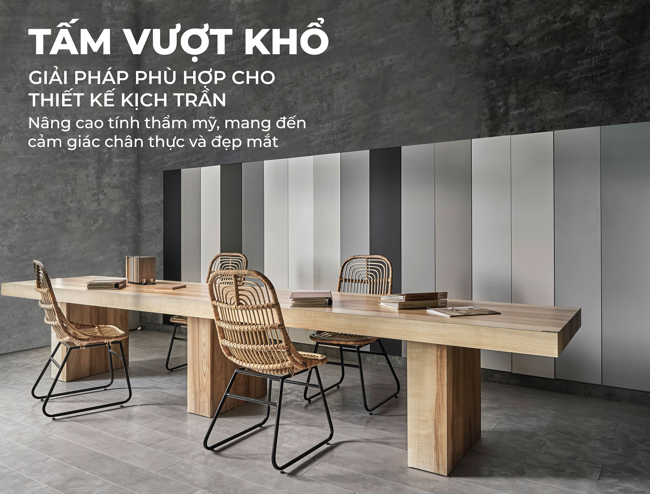 Giải pháp ván vượt khổ của An Cường mang đến sự liền mạch và thẩm mỹ cho không gian nhờ thiết kế vượt khổ tiêu chuẩn